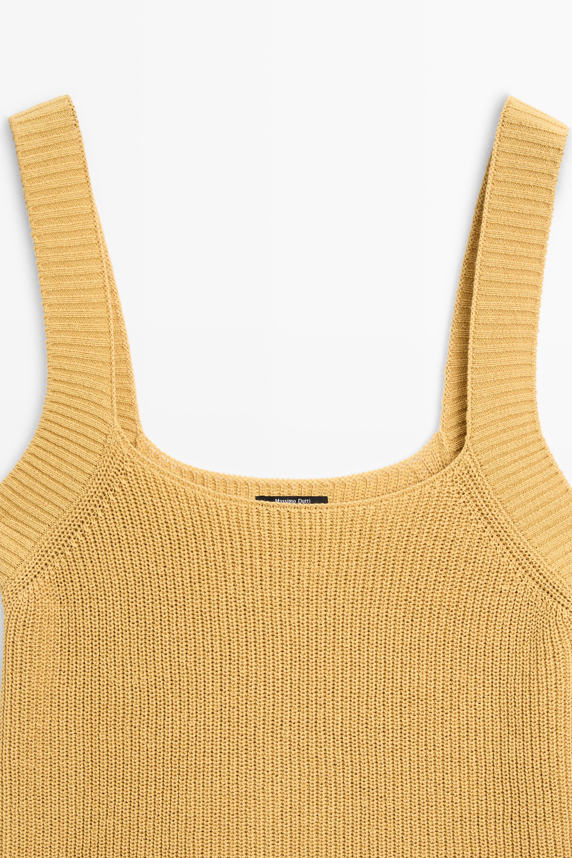 Ribbed knit tank top — MUSTARD YELLOW