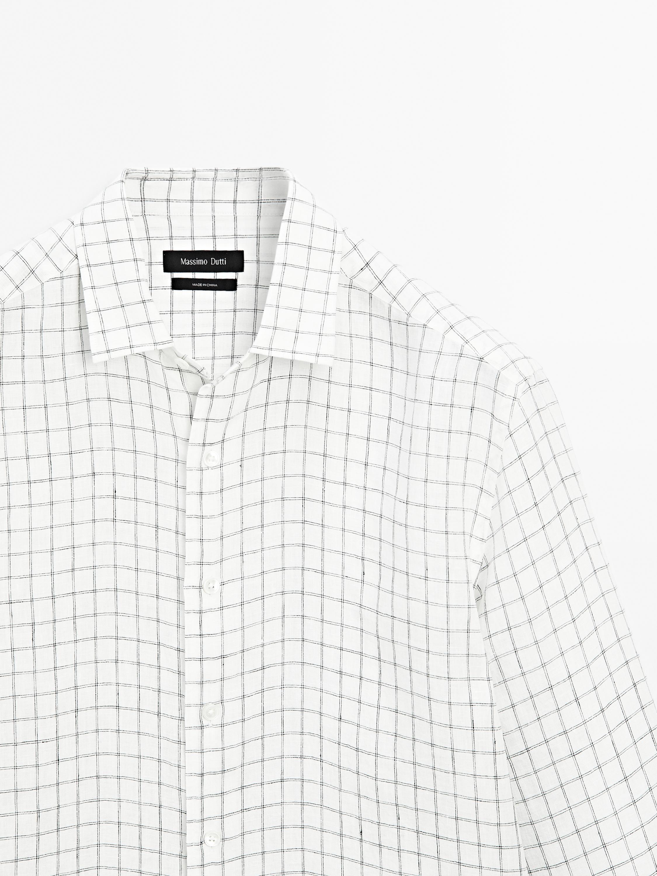 Regular-fit linen check shirt