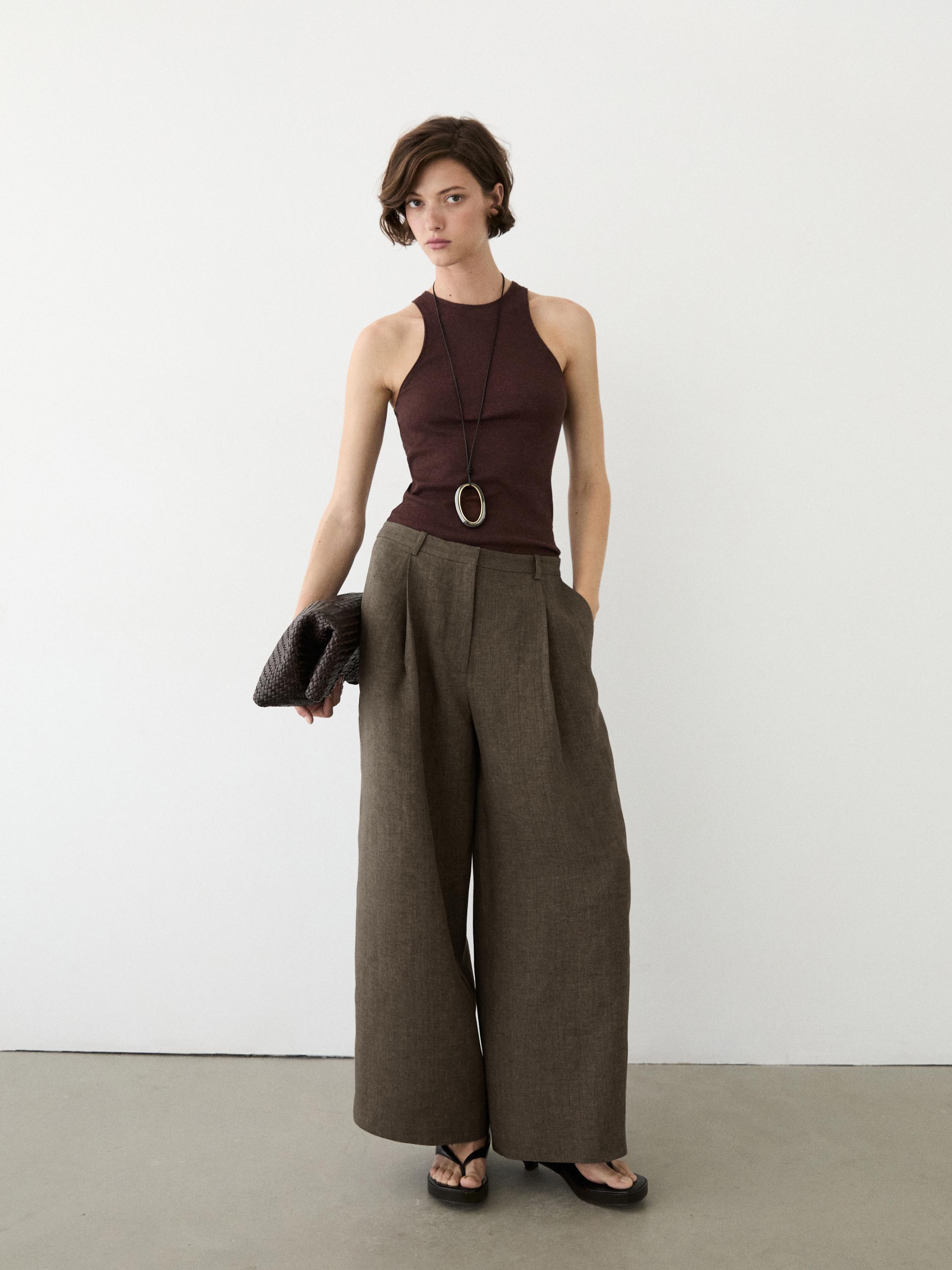 Linen melange darted trousers — CAREY