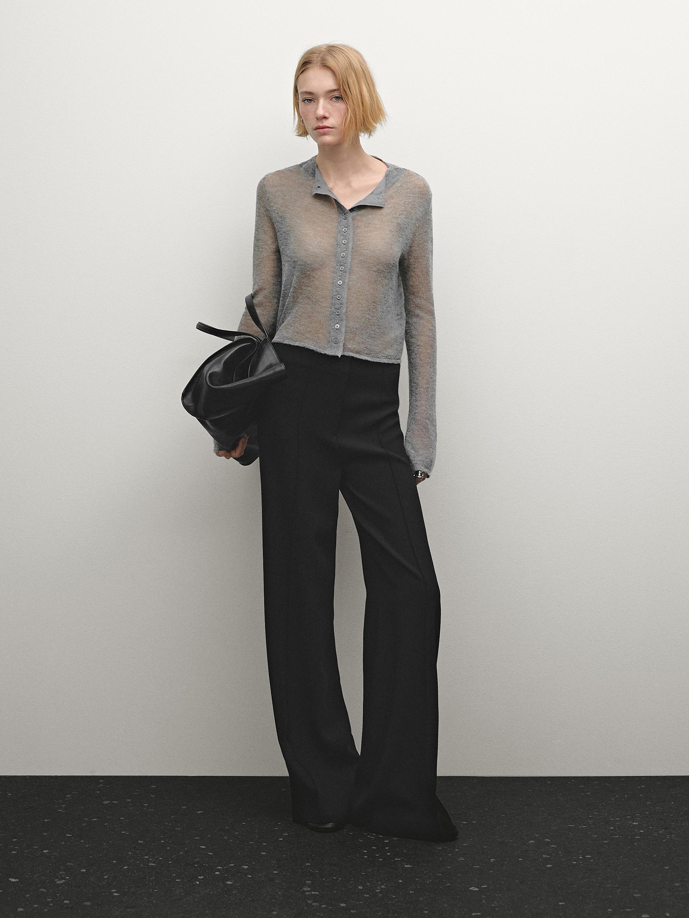 Flared trousers with zip · Black · Dressy | Massimo Dutti