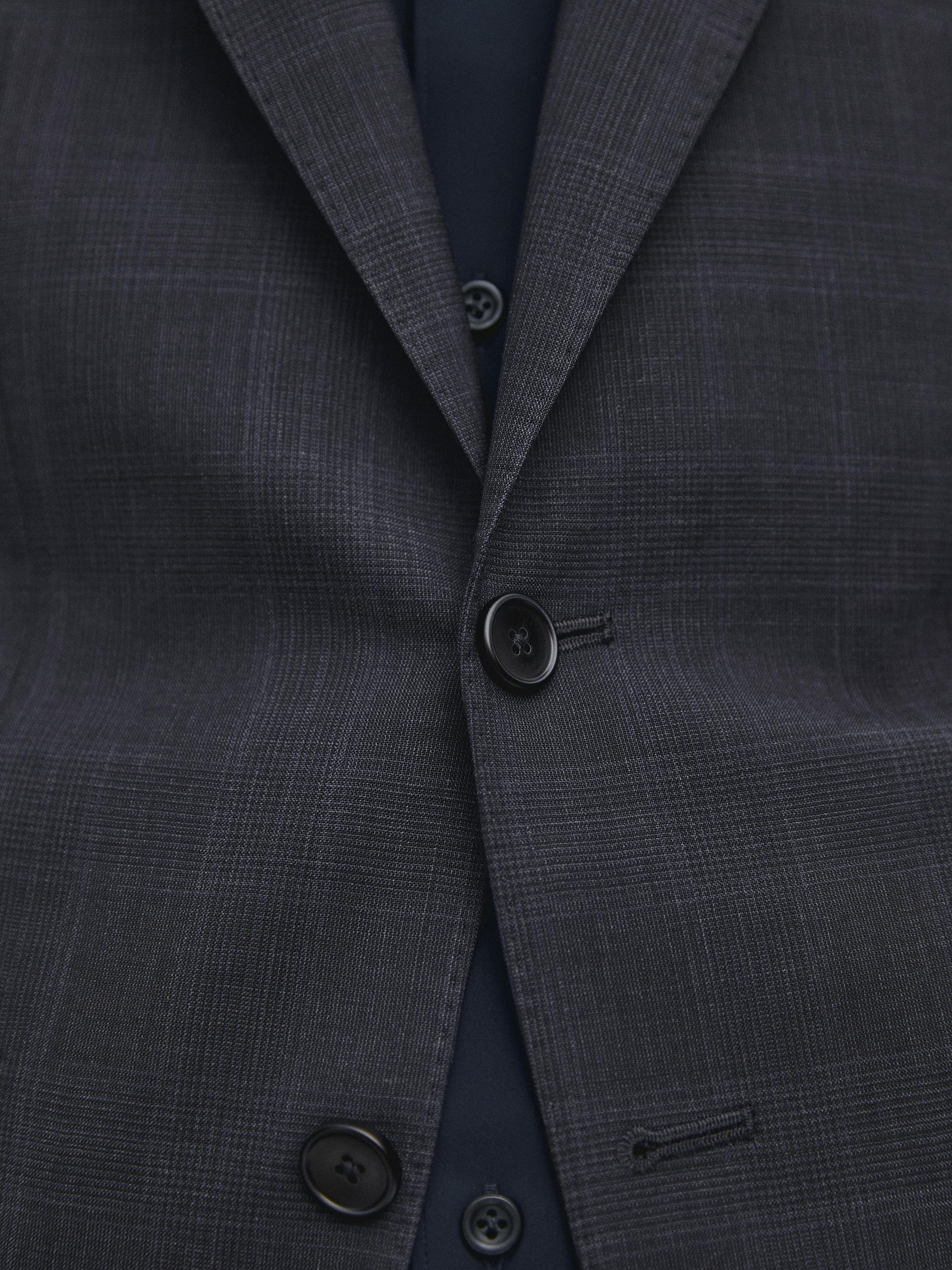 100% wool check suit blazer