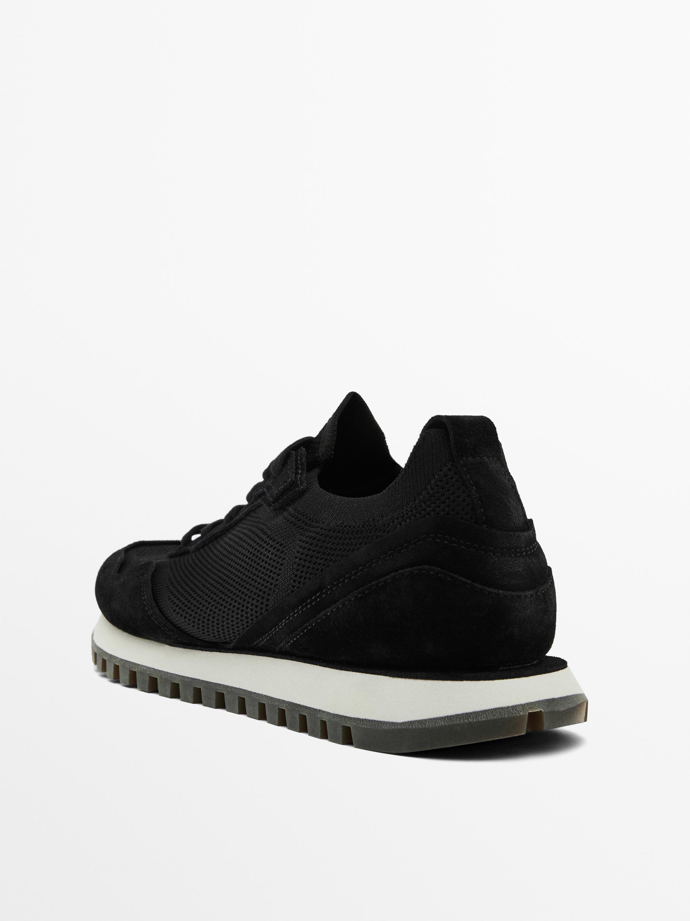 Split suede trainers