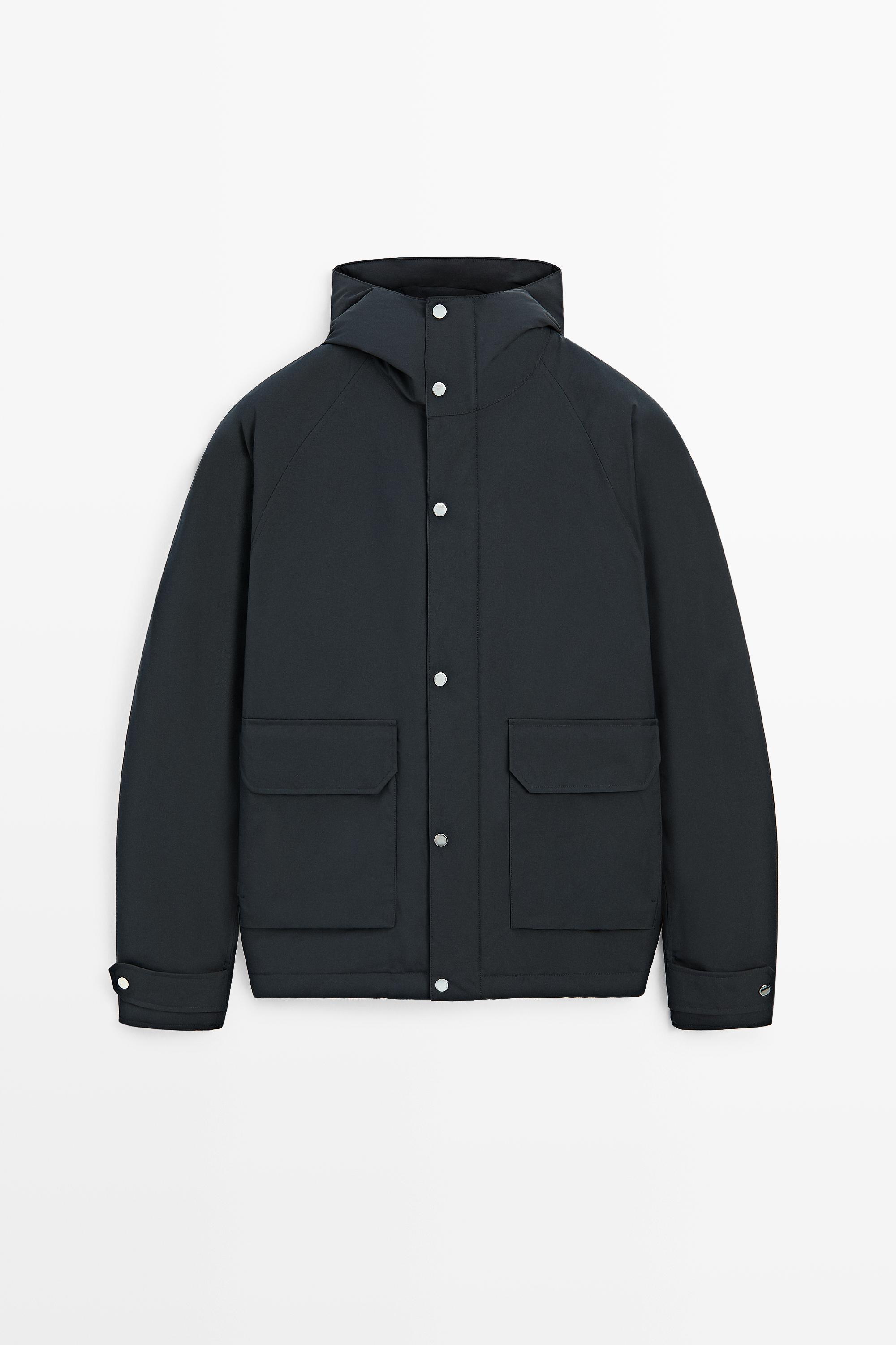 Short quilted parka with pocket details
