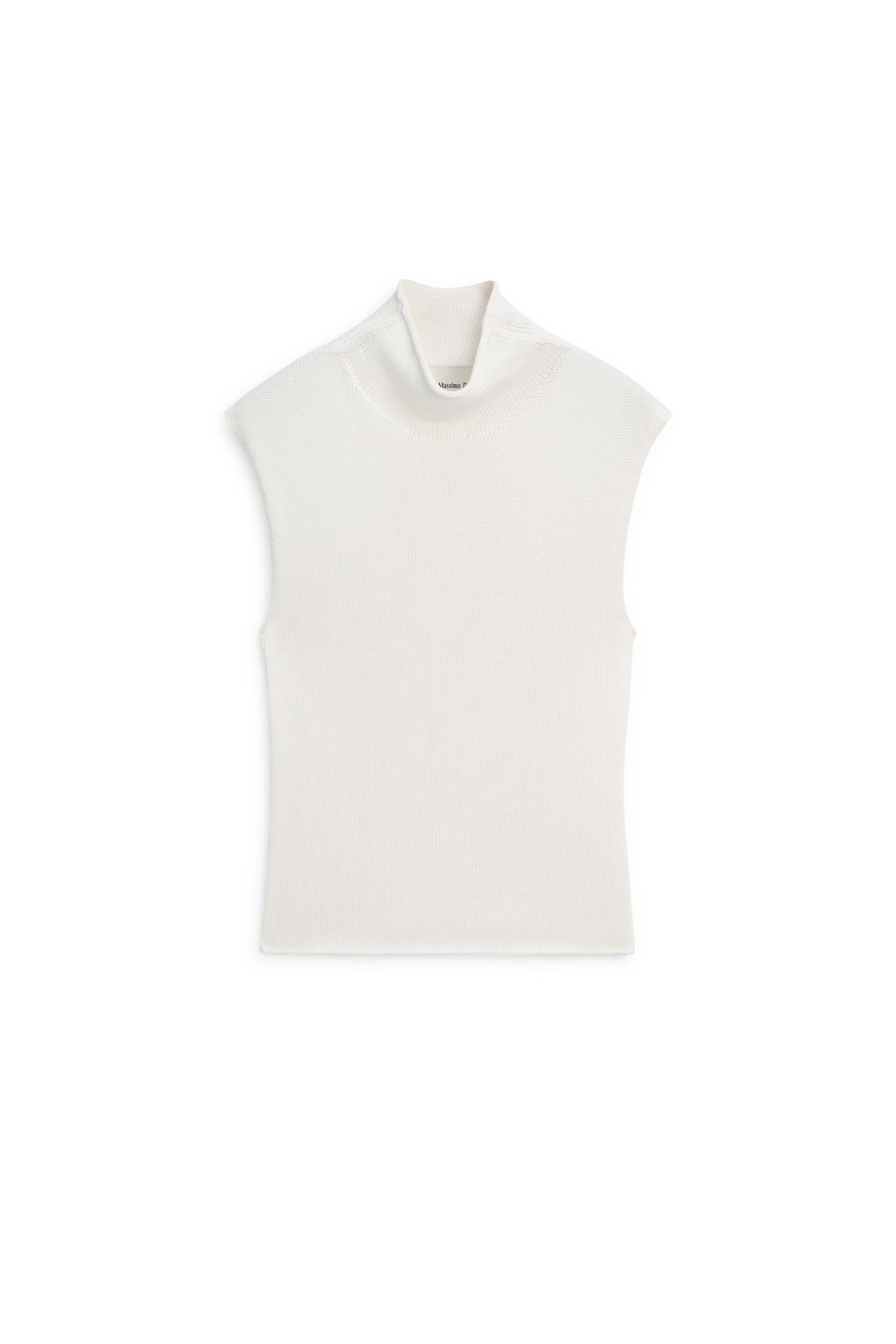 Knit cotton and silk mock turtleneck top - LIMITED EDITION — CREAM