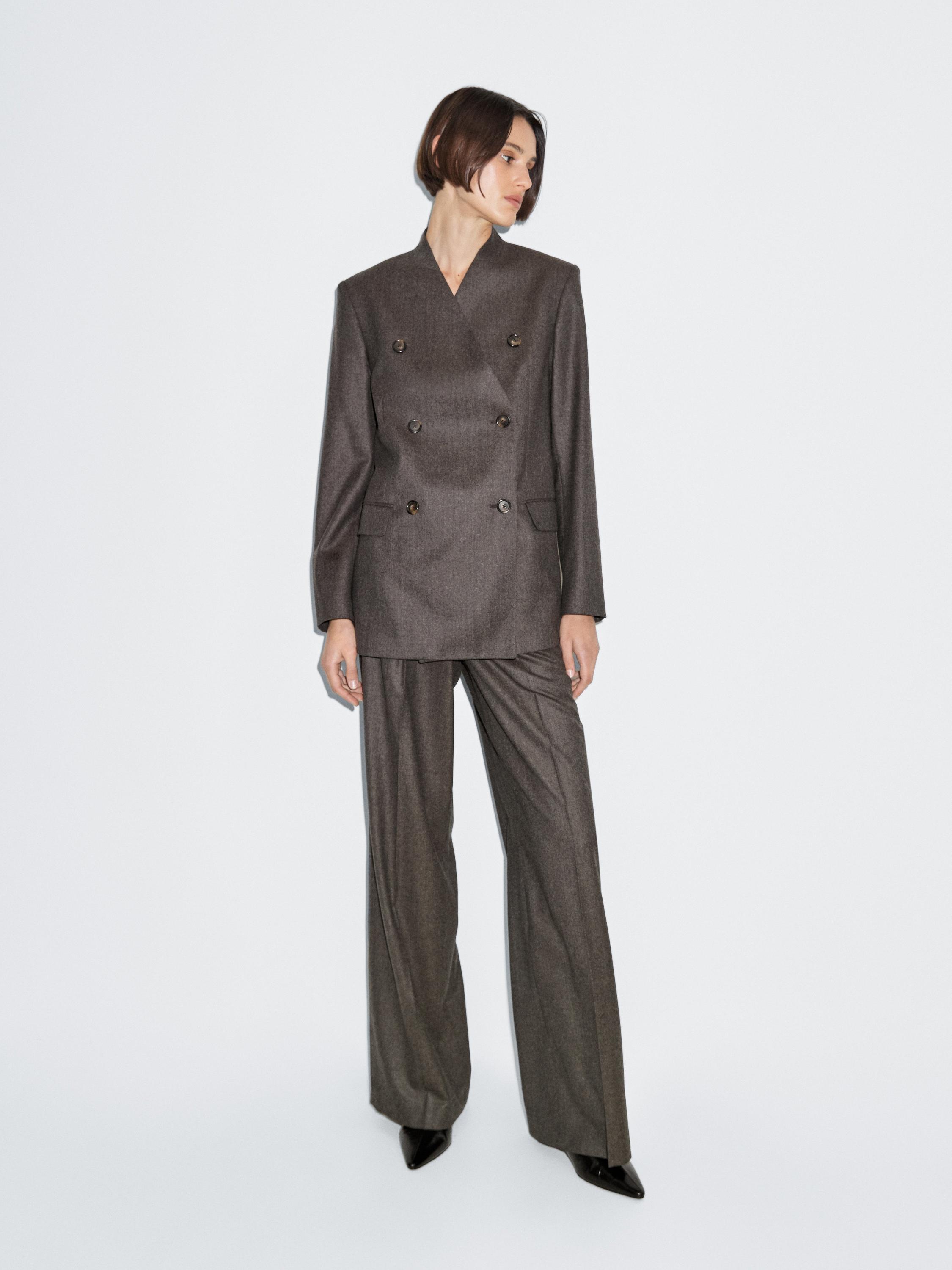 100% wool melange suit trousers