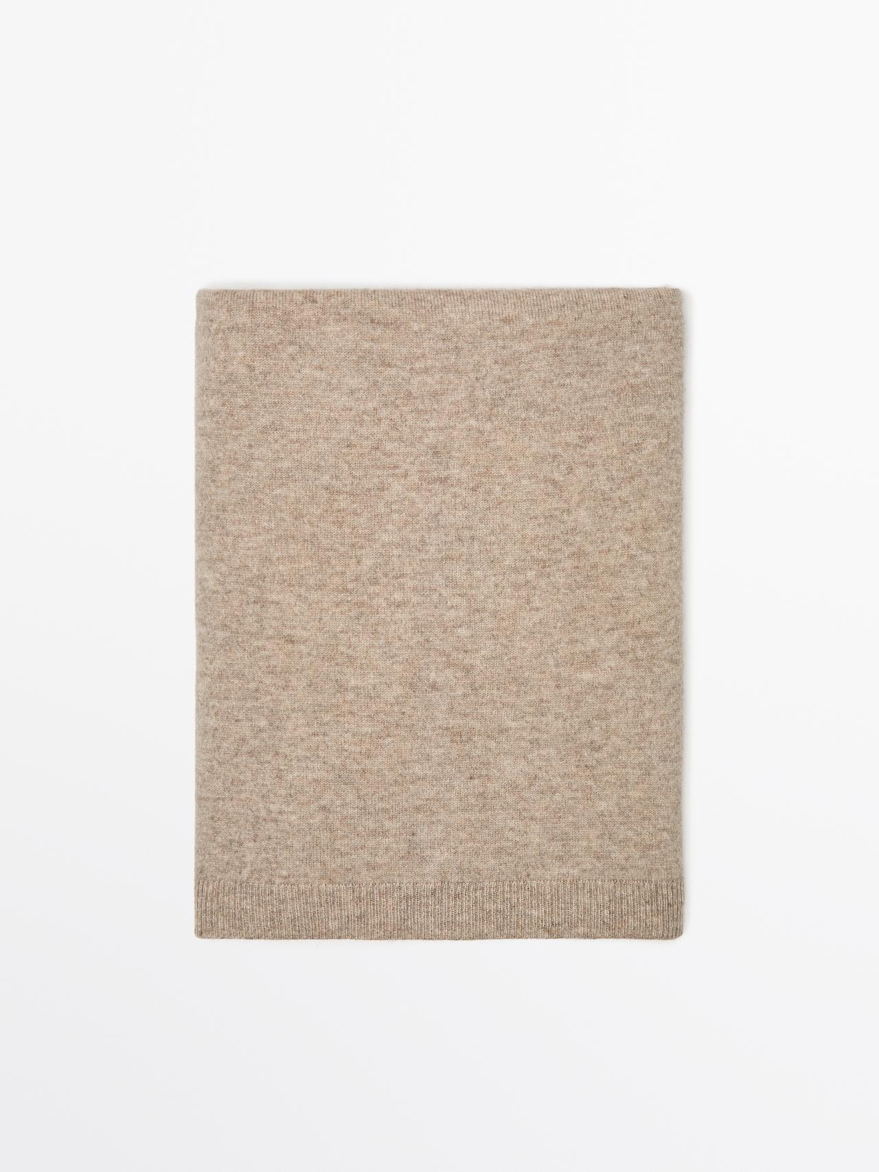 Massimo Dutti - Dame - Halstørklæde I Fin Uldblanding - Sand - 01