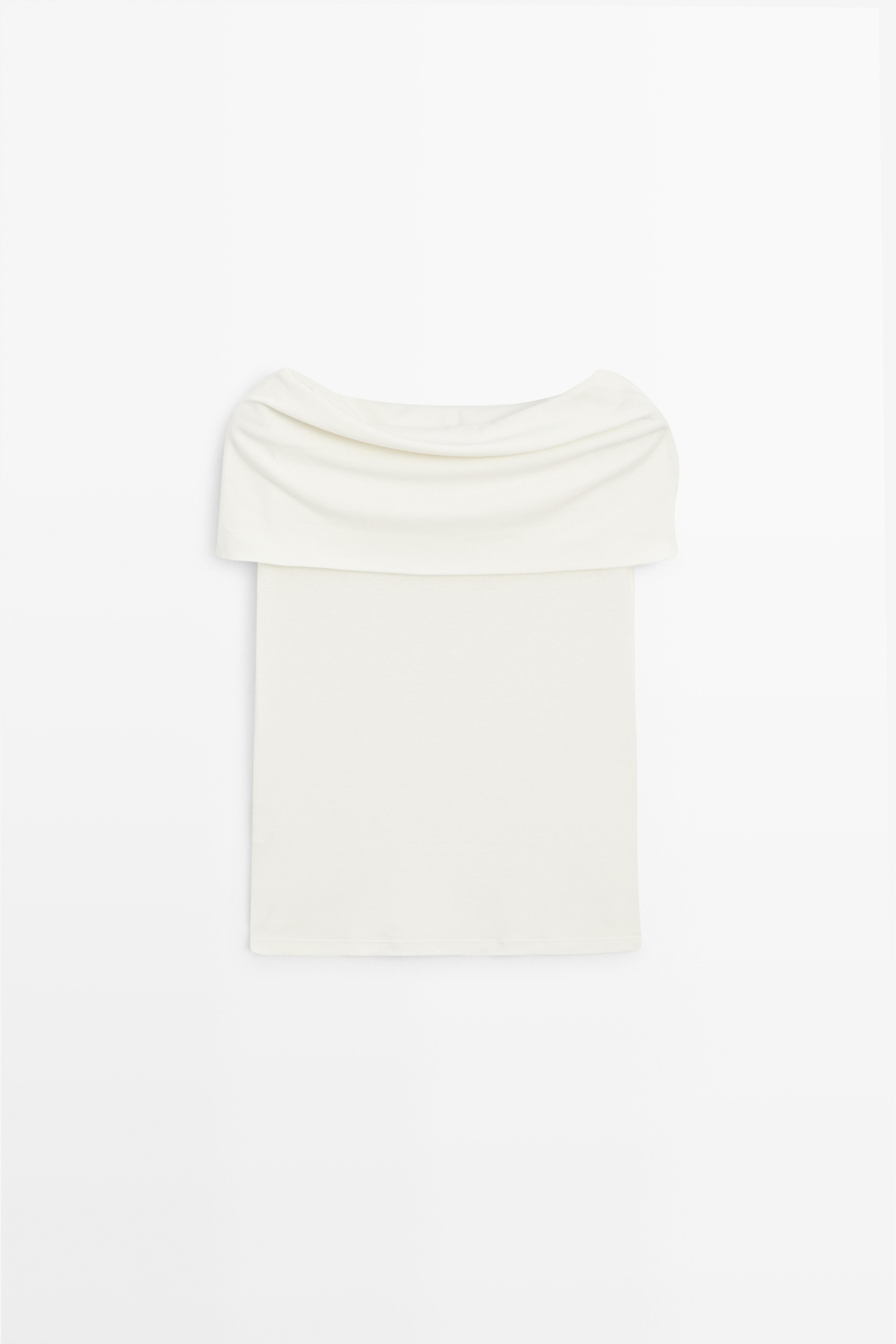 Cotton off-the-shoulder top — Off white
