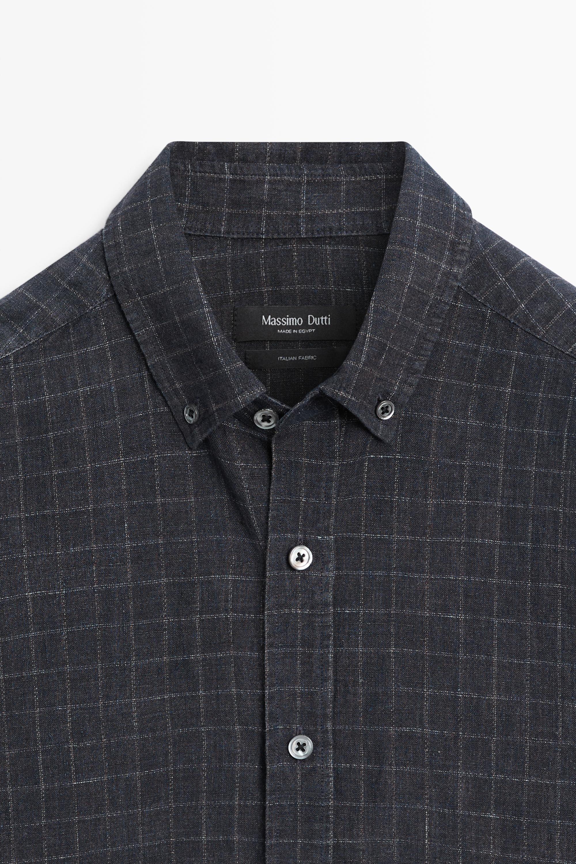 100% linen regular fit check shirt — LEAD