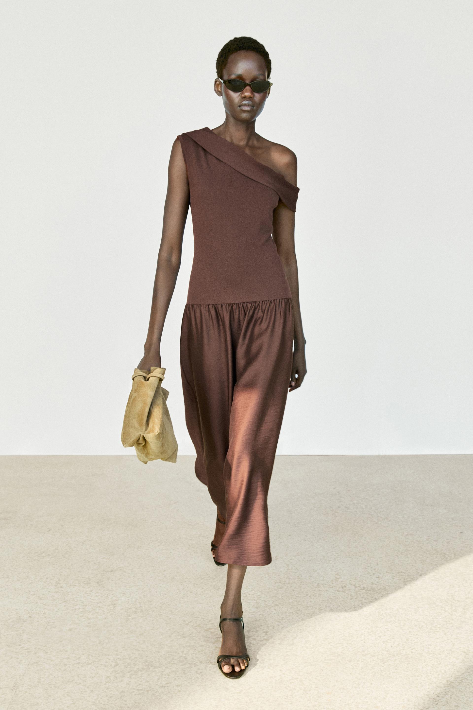 Vestito Midi Monospalla - Marrone - S - Massimo Dutti - Femminile