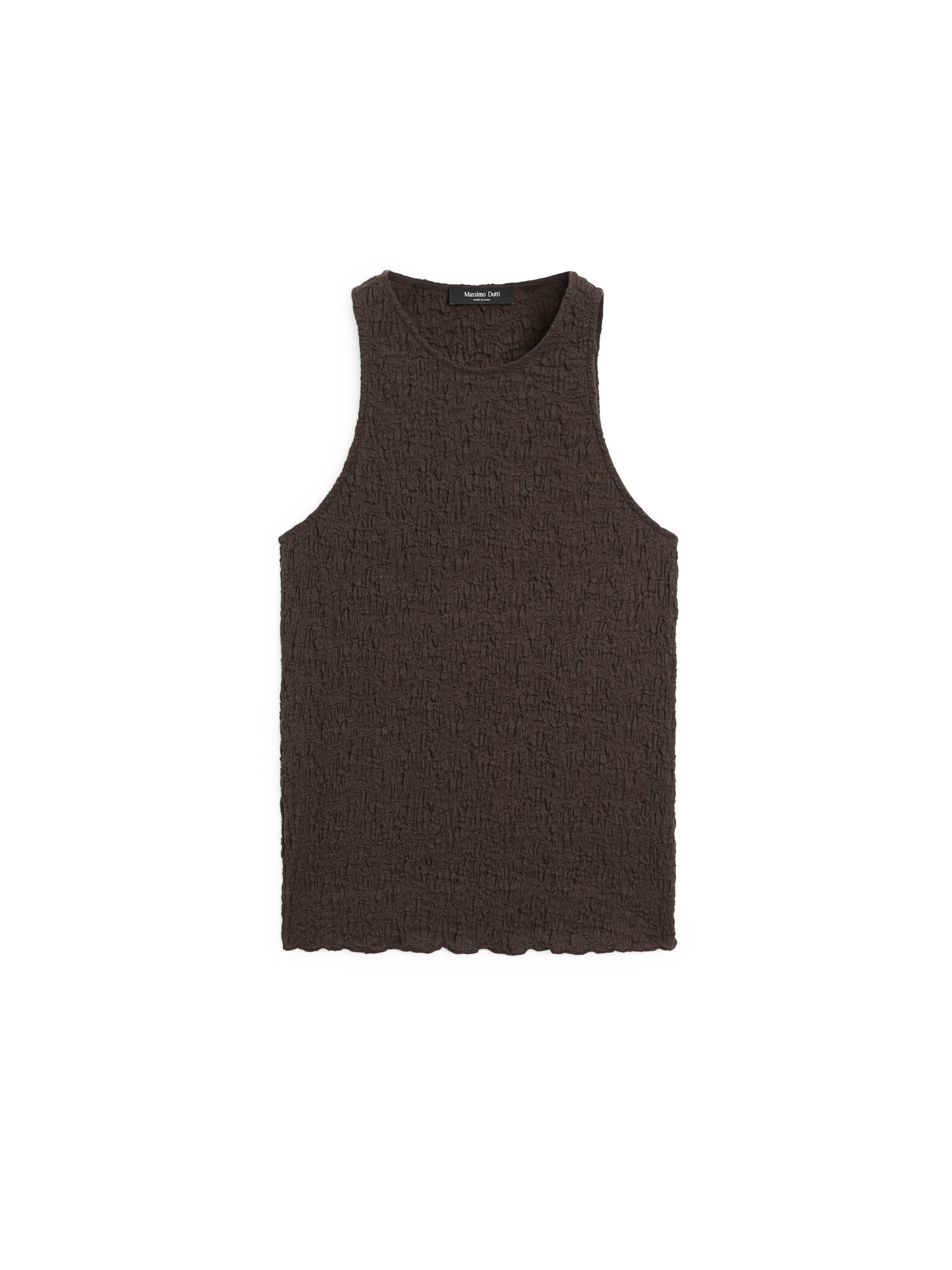 Textured halter top — BROWN
