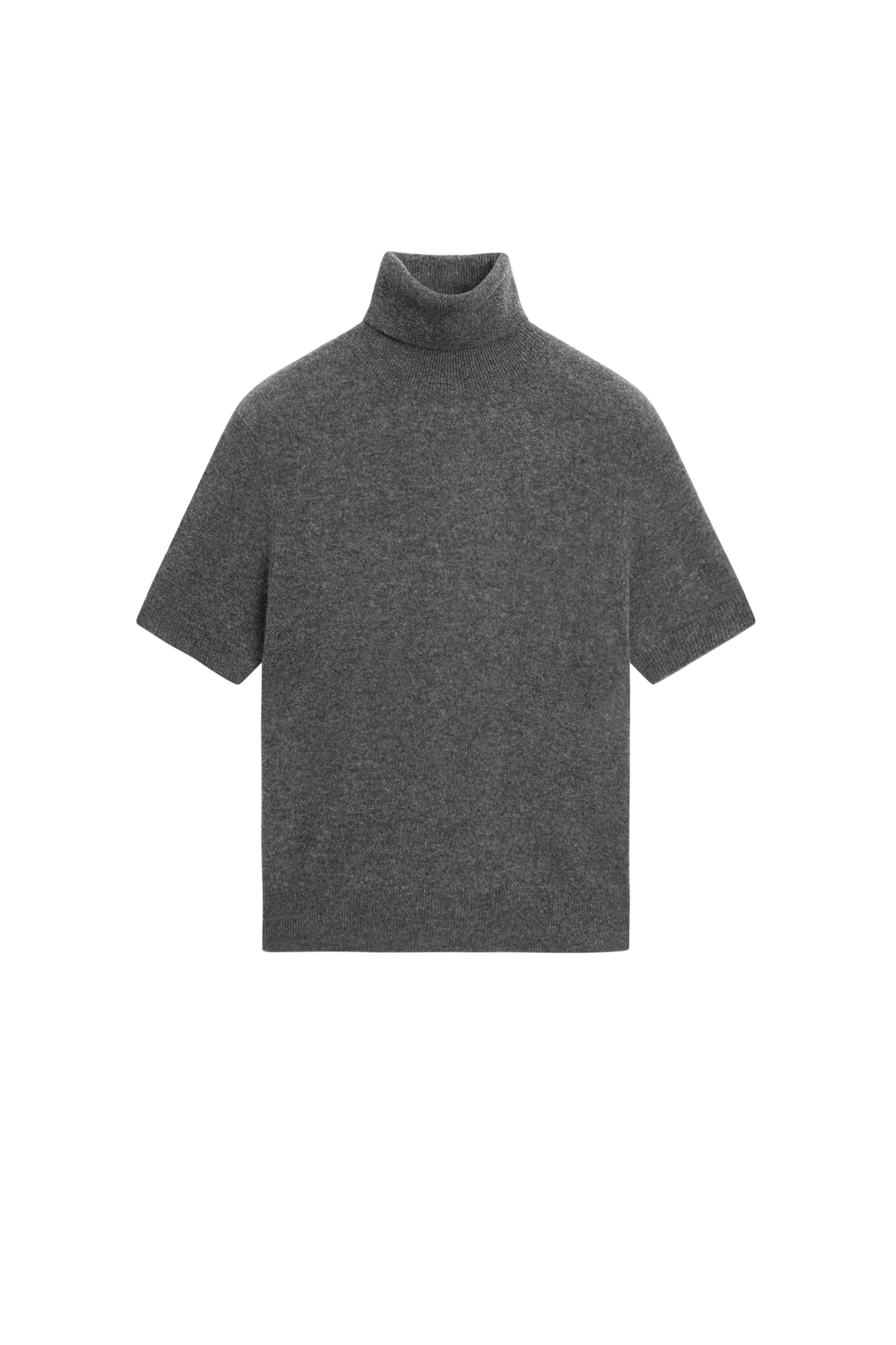Short sleeve turtleneck knit sweater - MEDIUM GREY
