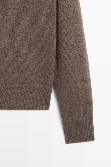 100% cashmere knit bomber cardigan — Sand 7