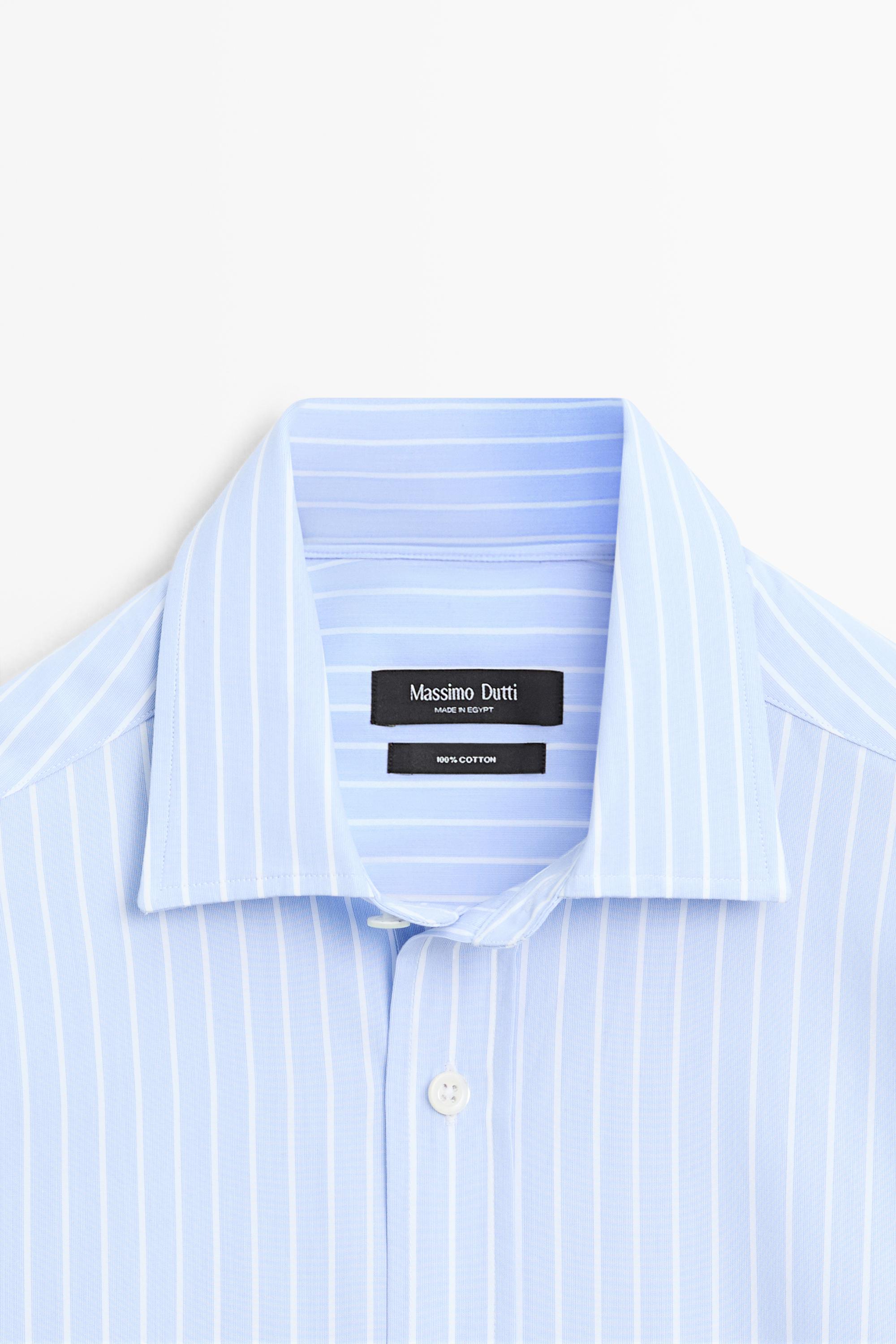 Regular fit pinstriped shirt — Sky blue