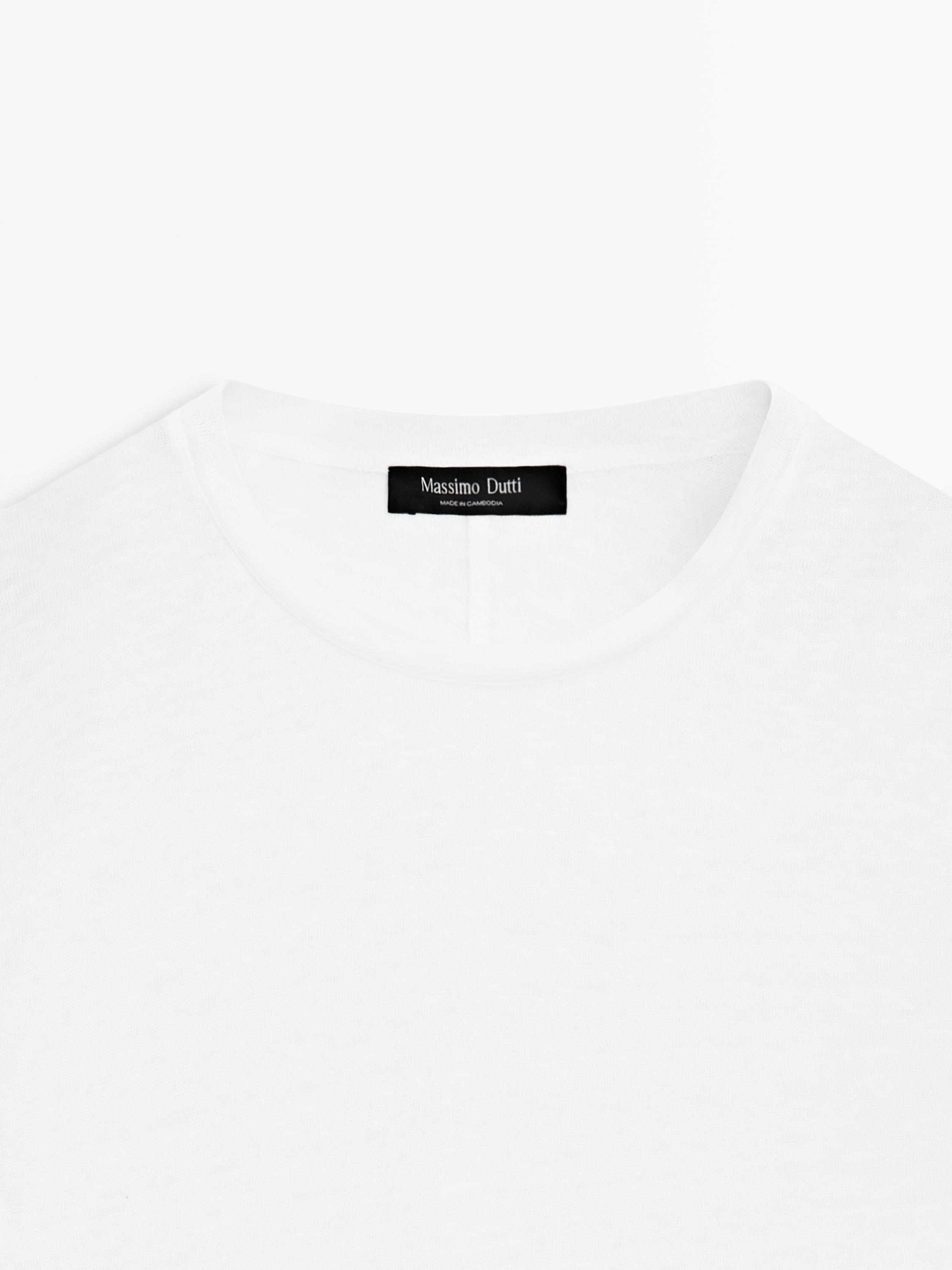 100% linen short sleeve T-shirt — Off white