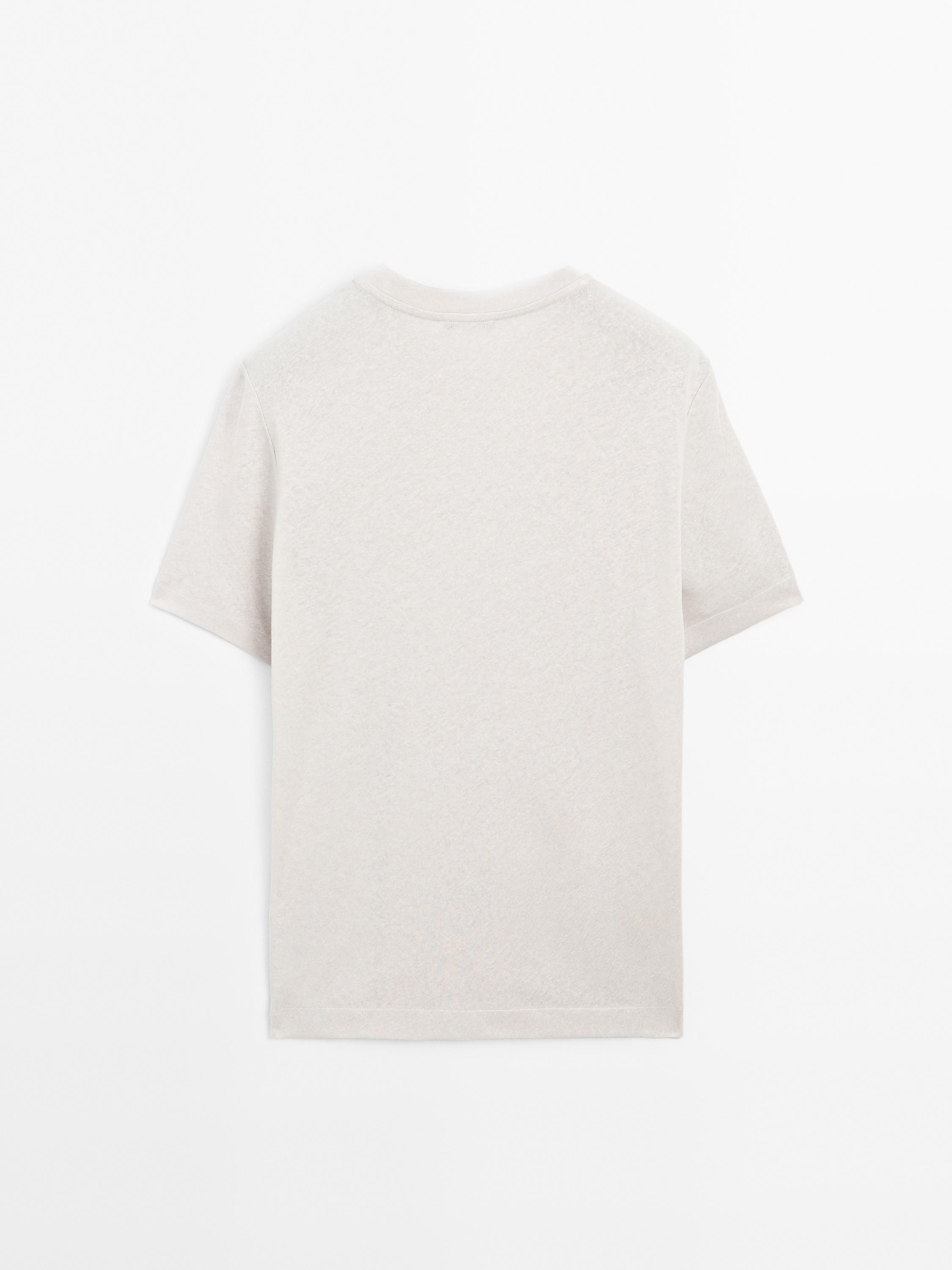 Short-sleeved T-shirt with linen