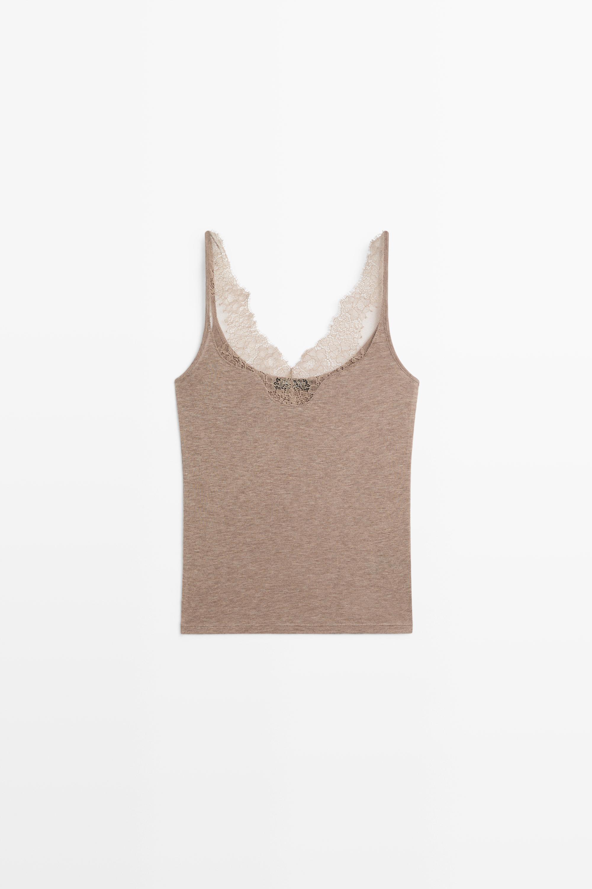 Strappy lace-trimmed camisole top
