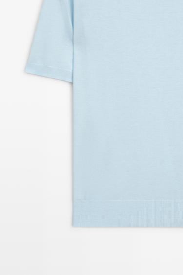 Short-sleeve fine-knit sweater — Light blue 7