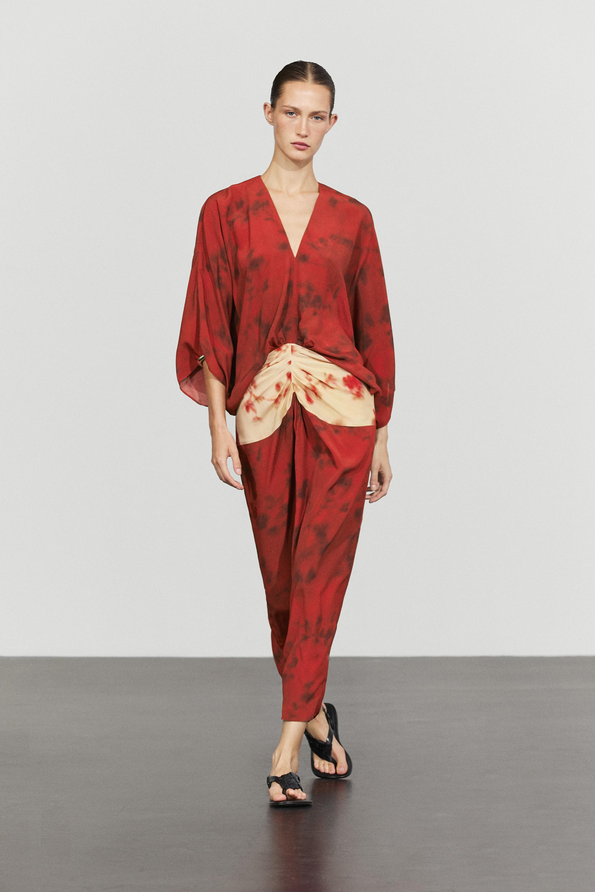 Vestito Fluido Stampato Con Fascia - Rosso Forte - 34 (It 38) - Massimo Dutti - Female-image