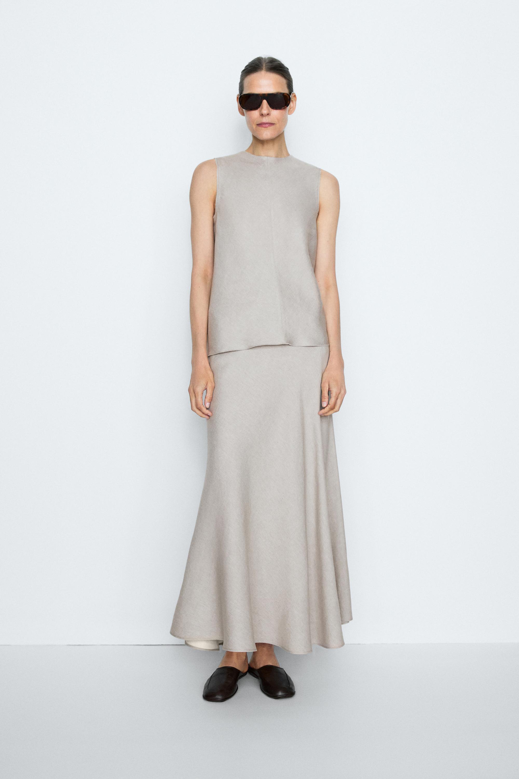 STUDIO Ruffle-detail flowing top — STONE