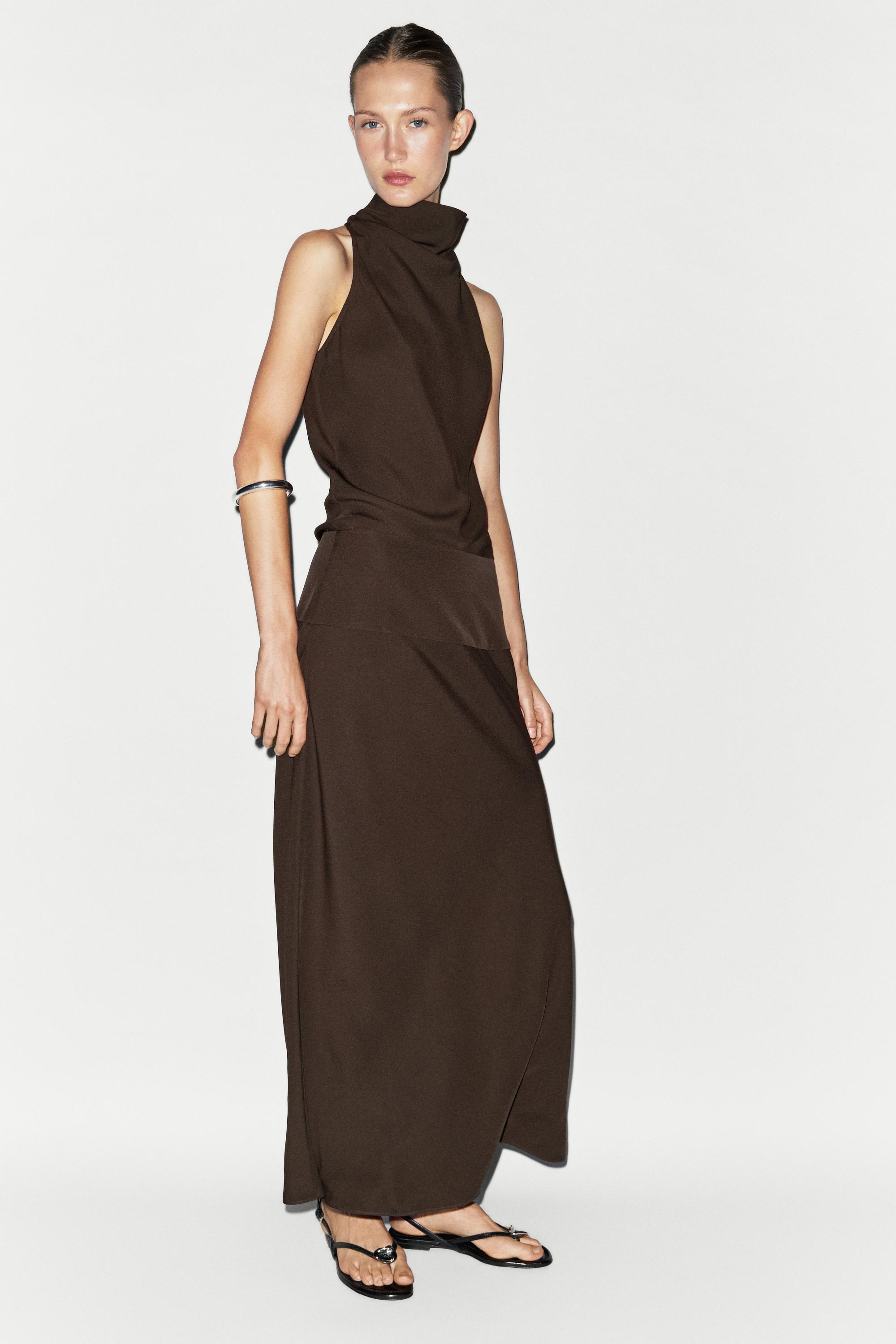 Vestito midi halter con fusciacca