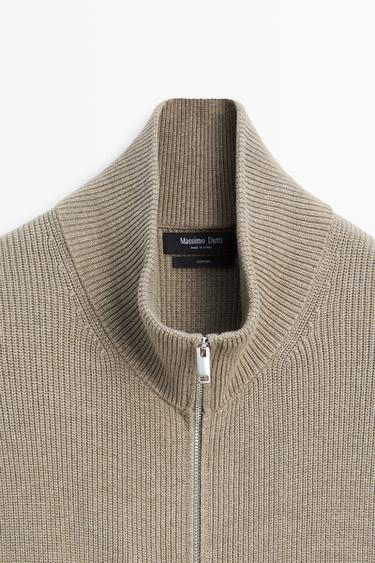 100% cotton ribbed knit cardigan — MARINE GREEN 9
