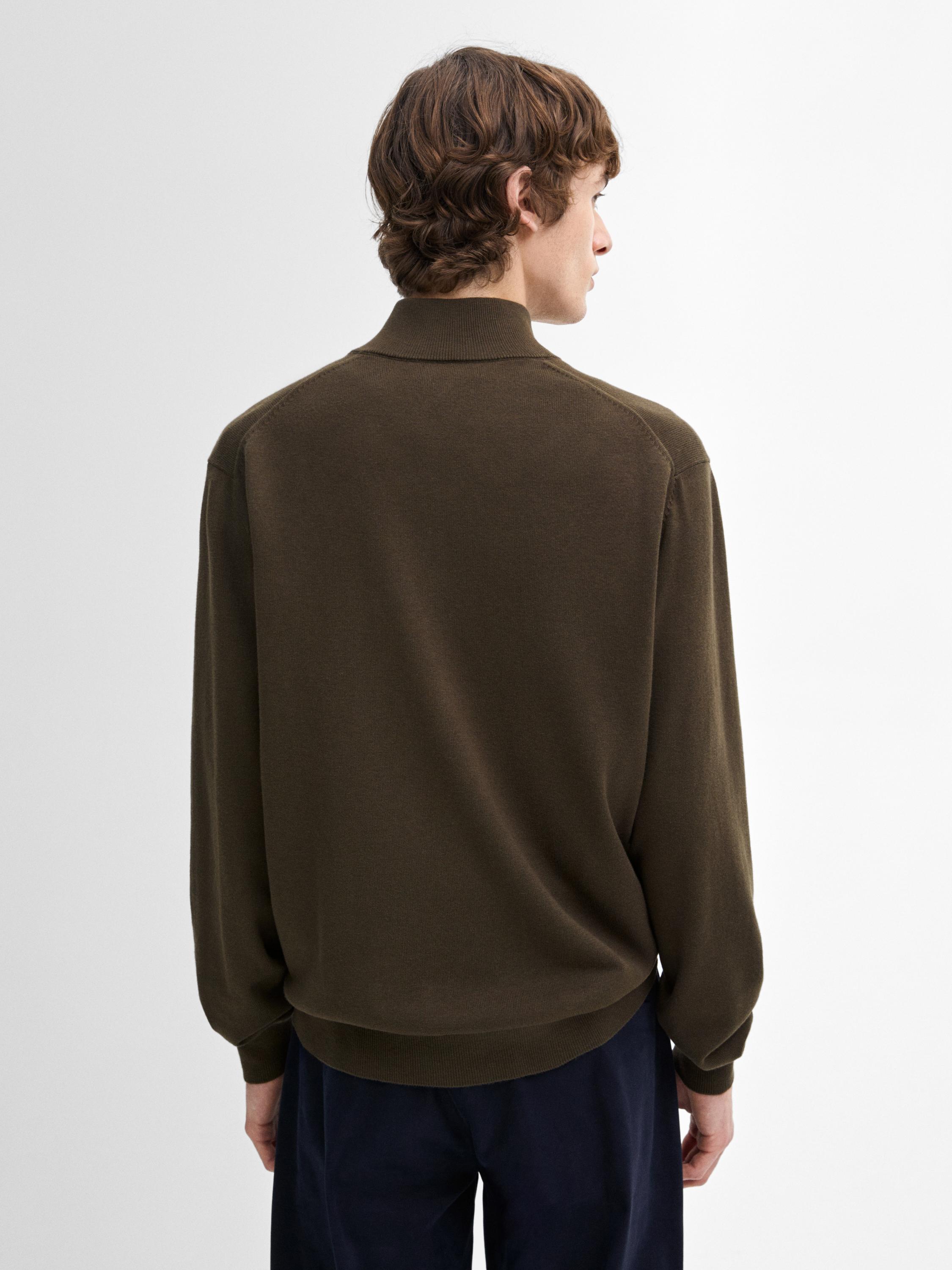 Cotton blend zip-up knit cardigan