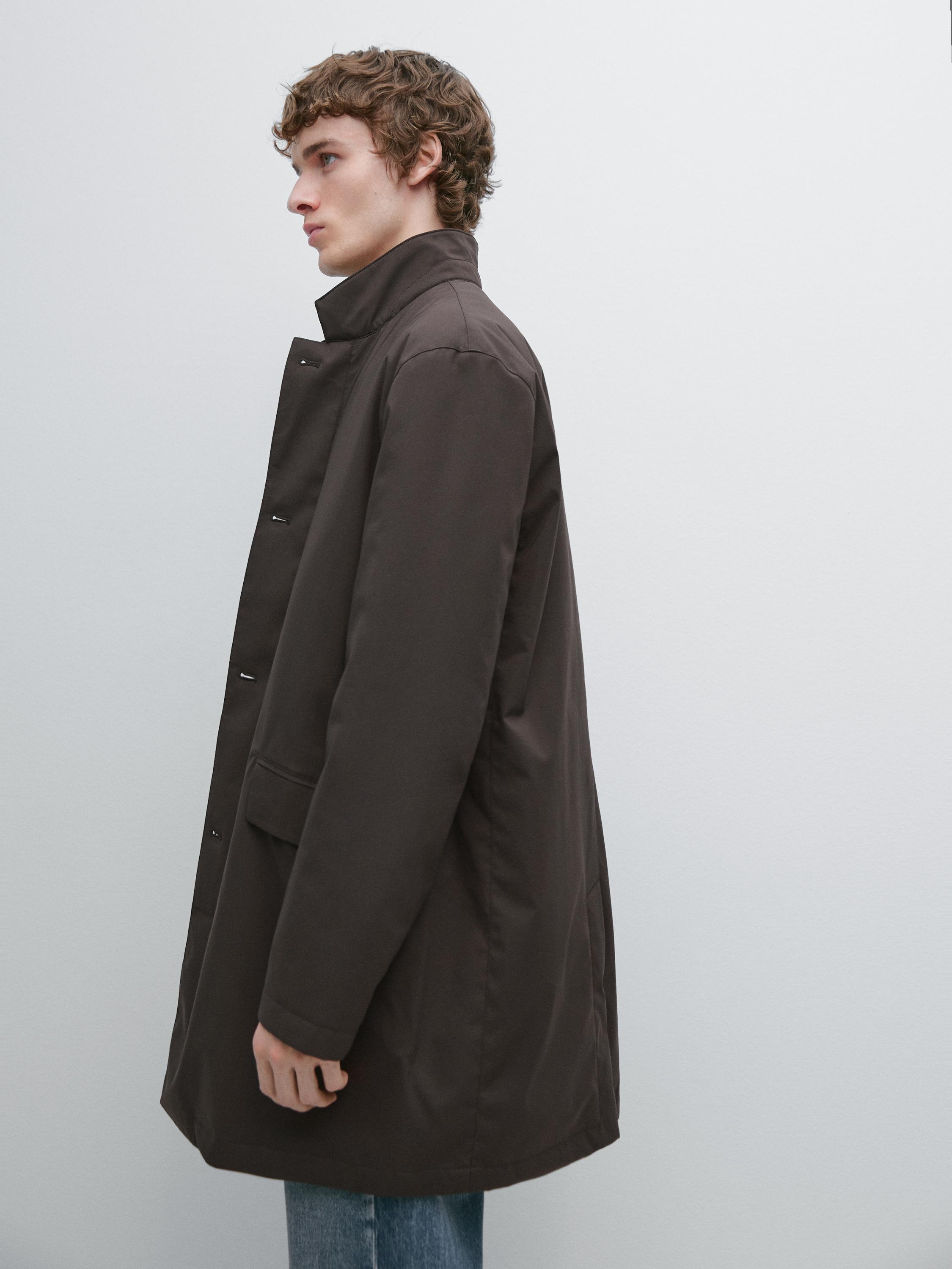 Water-repellent puffer jacket — Chocolate