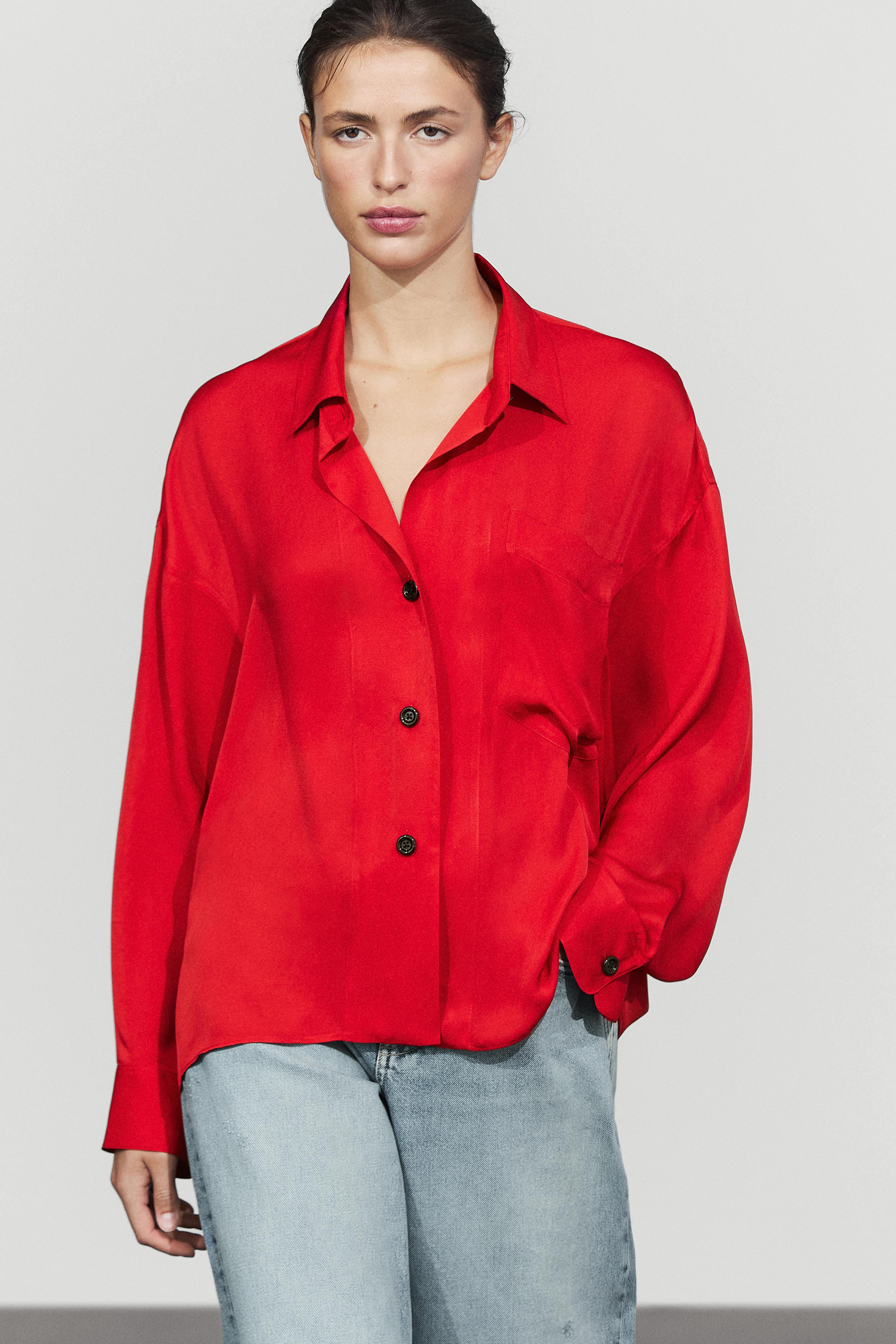 Oversize skjorte med brystlomme