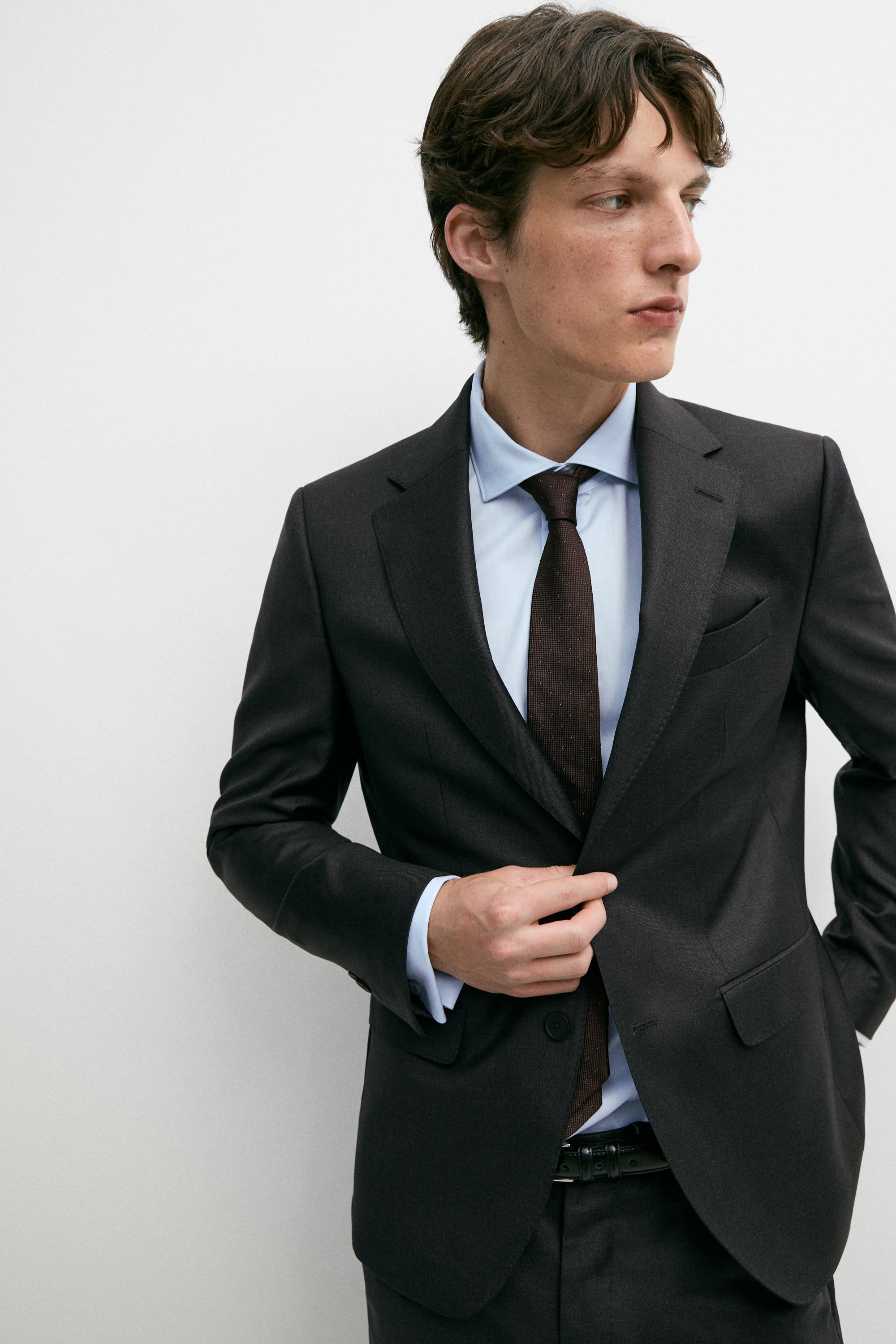 100% cool wool suit blazer — CHARCOAL