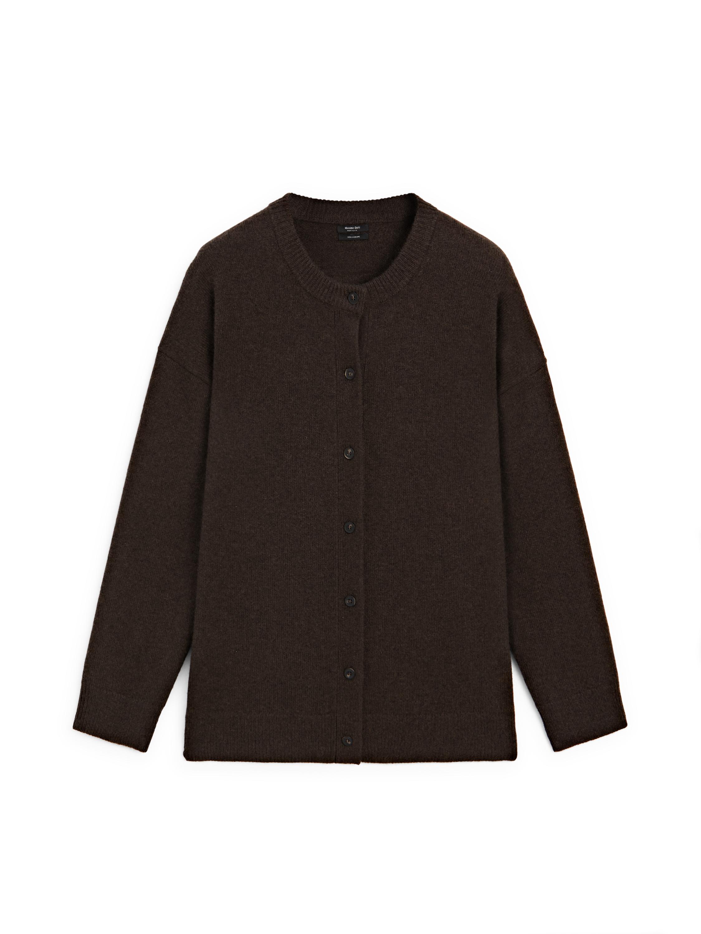 Long knit cashmere cardigan — Chocolate