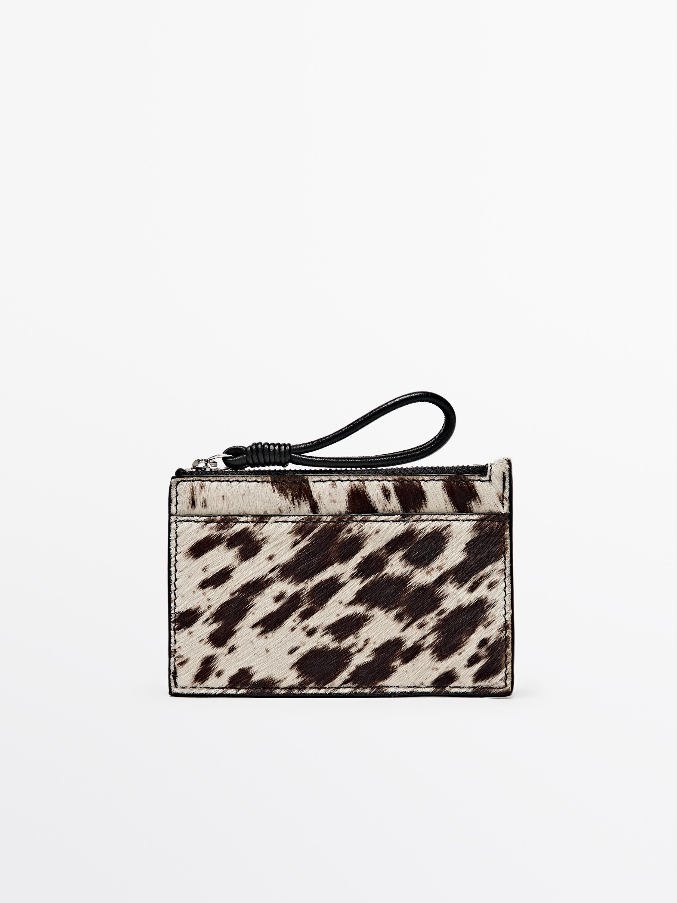 Small animal print leather wallet