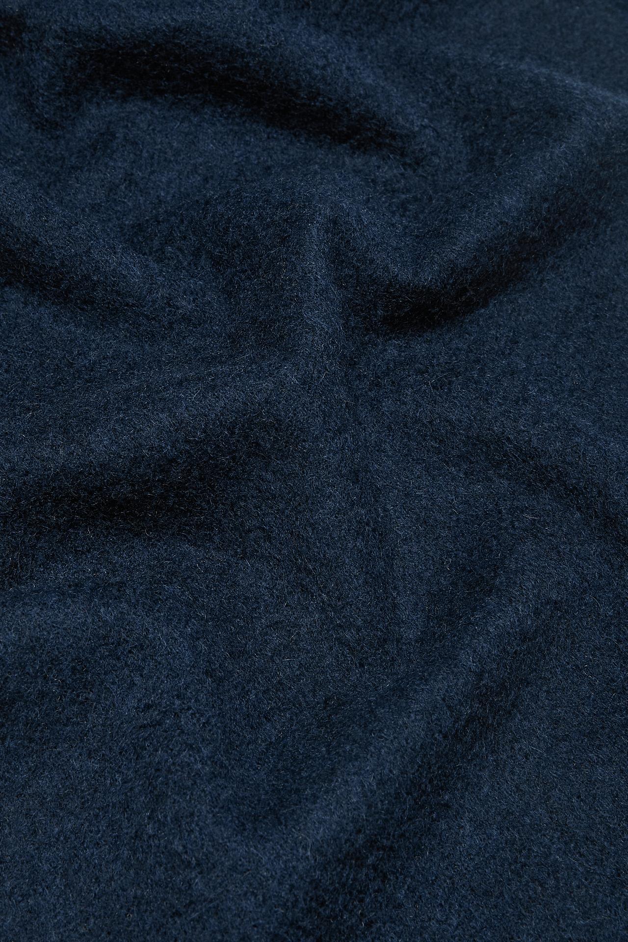 Fringed 100% cashmere knit scarf — INK BLUE