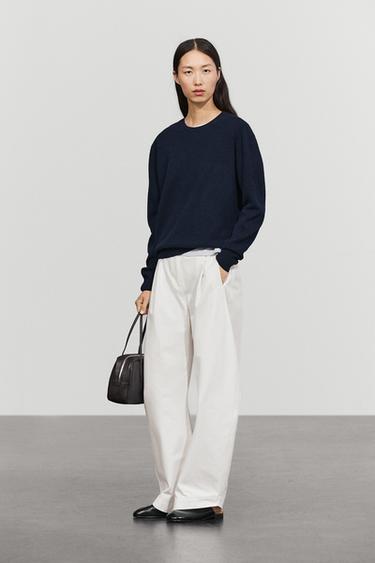Wool blend crew neck knit sweater — NAVY BLUE 8