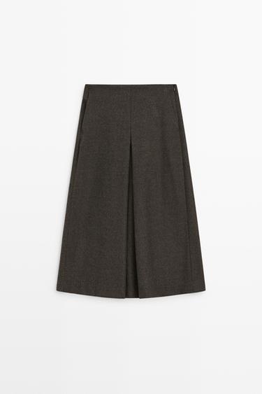 Wool blend skort — BROWN 6