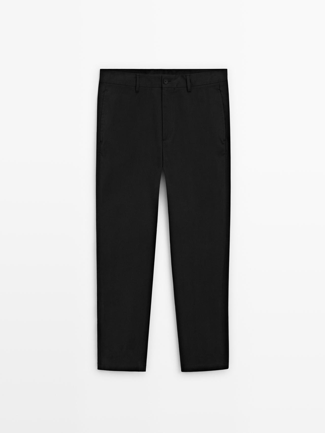 Massimo Dutti - Herre - Slim Fit Bukser I Bomuldsblanding - Sort - 38