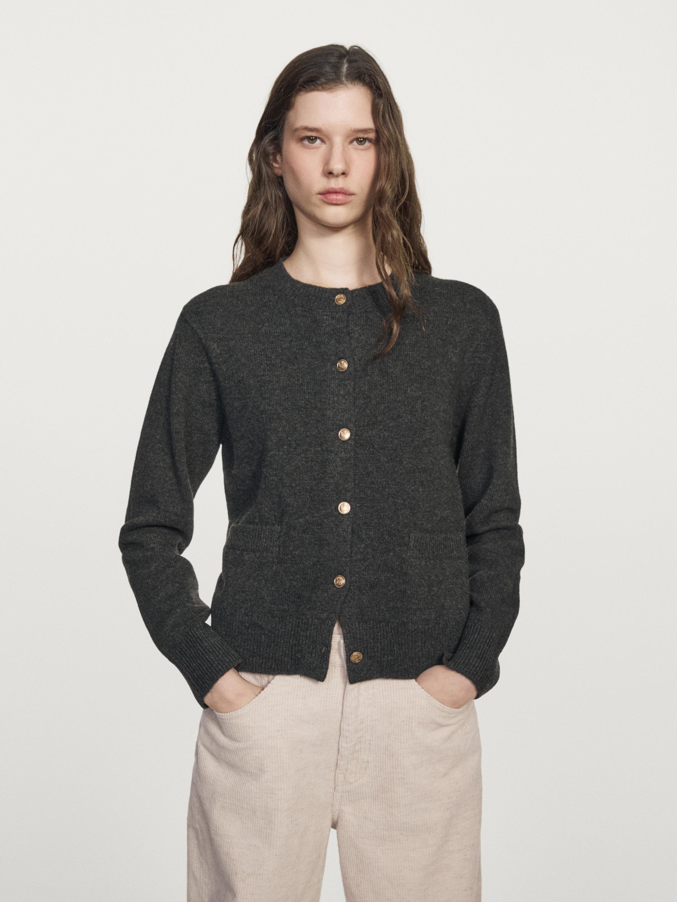 Knit cardigan with gold buttons