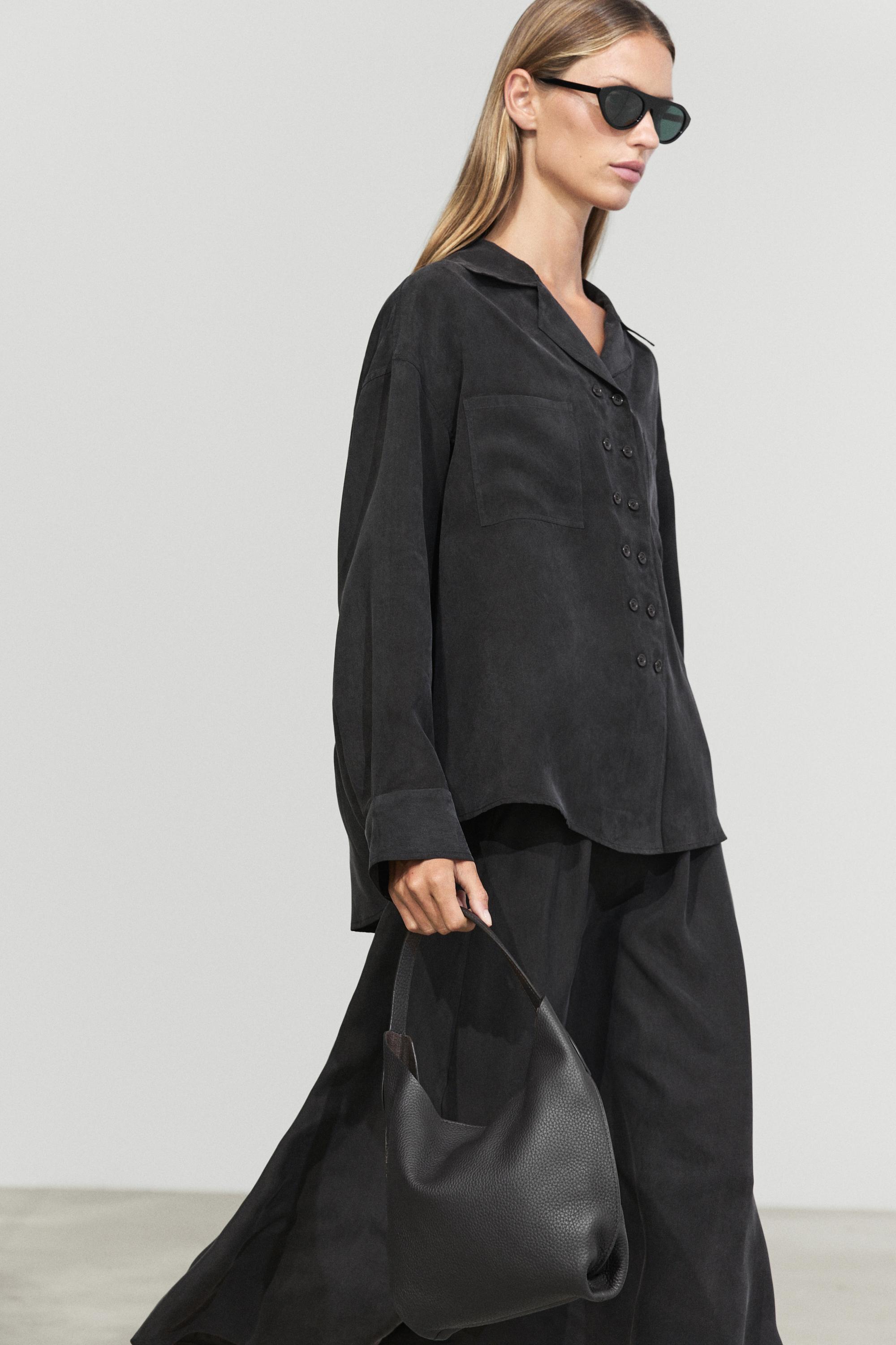 Massimo Dutti Dökümlü kruvaze gömlek görsel 8