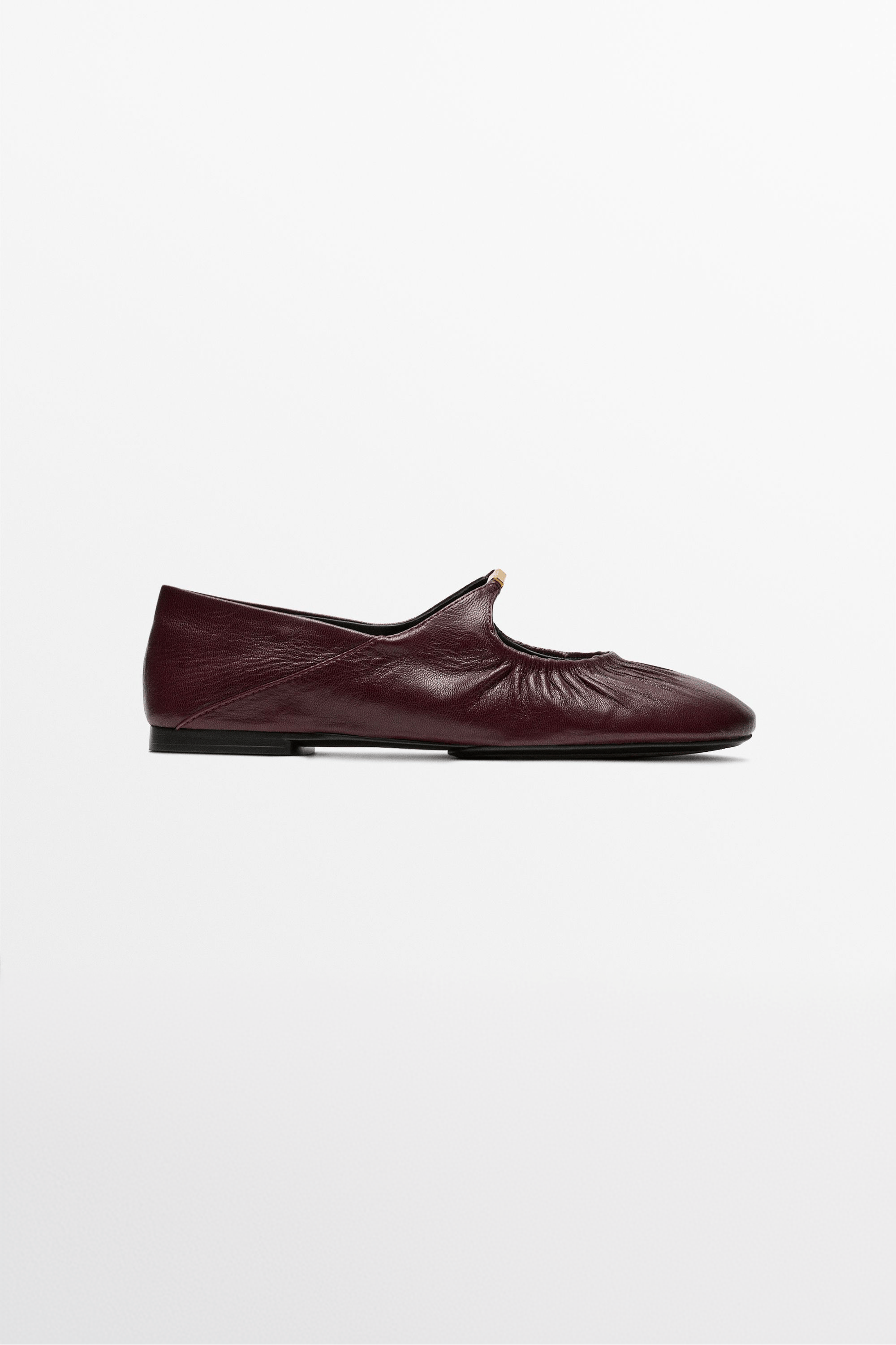 Soft leather ballet flat — BURGUNDY