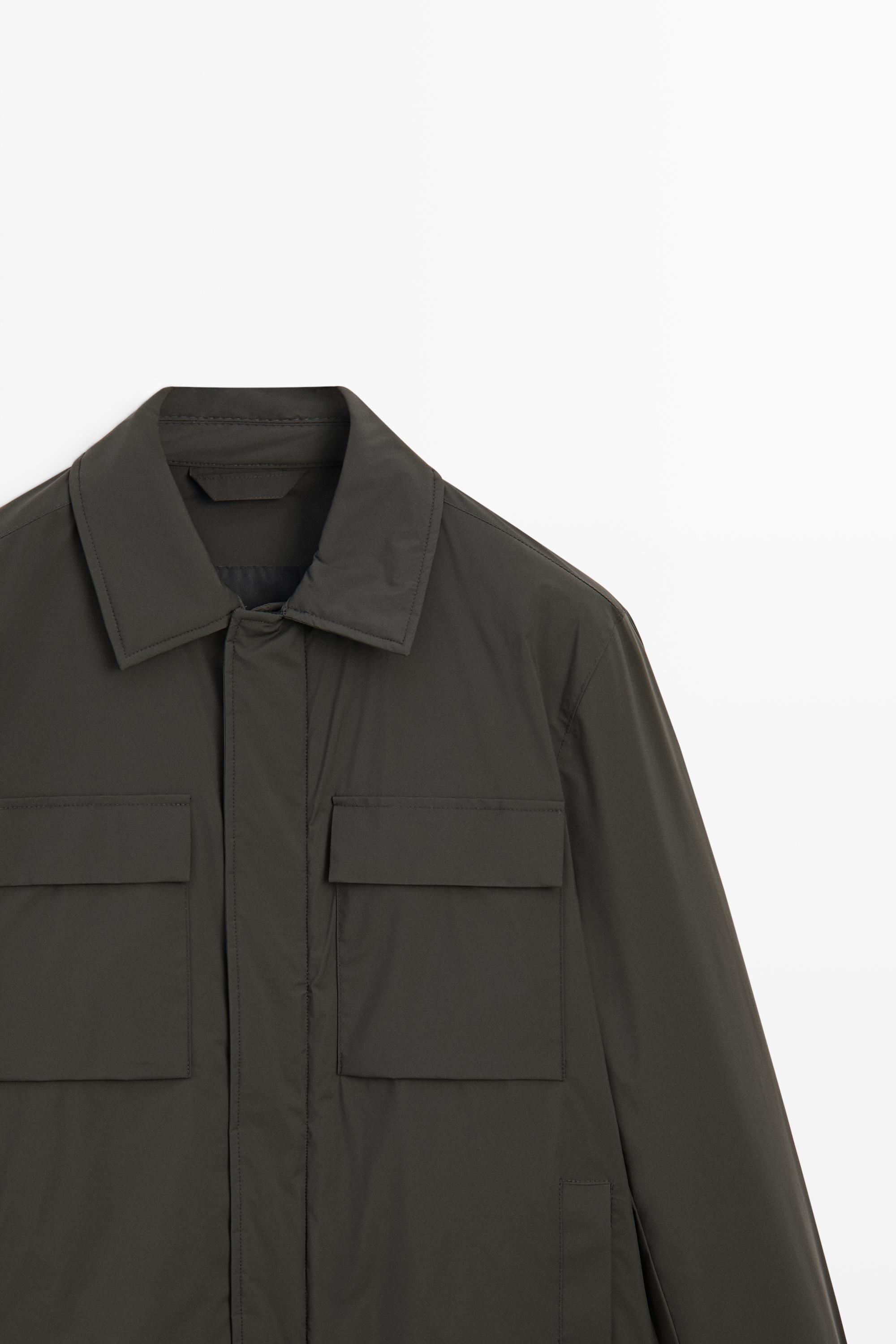 Technical fabric pocket detail jacket — Green-grey