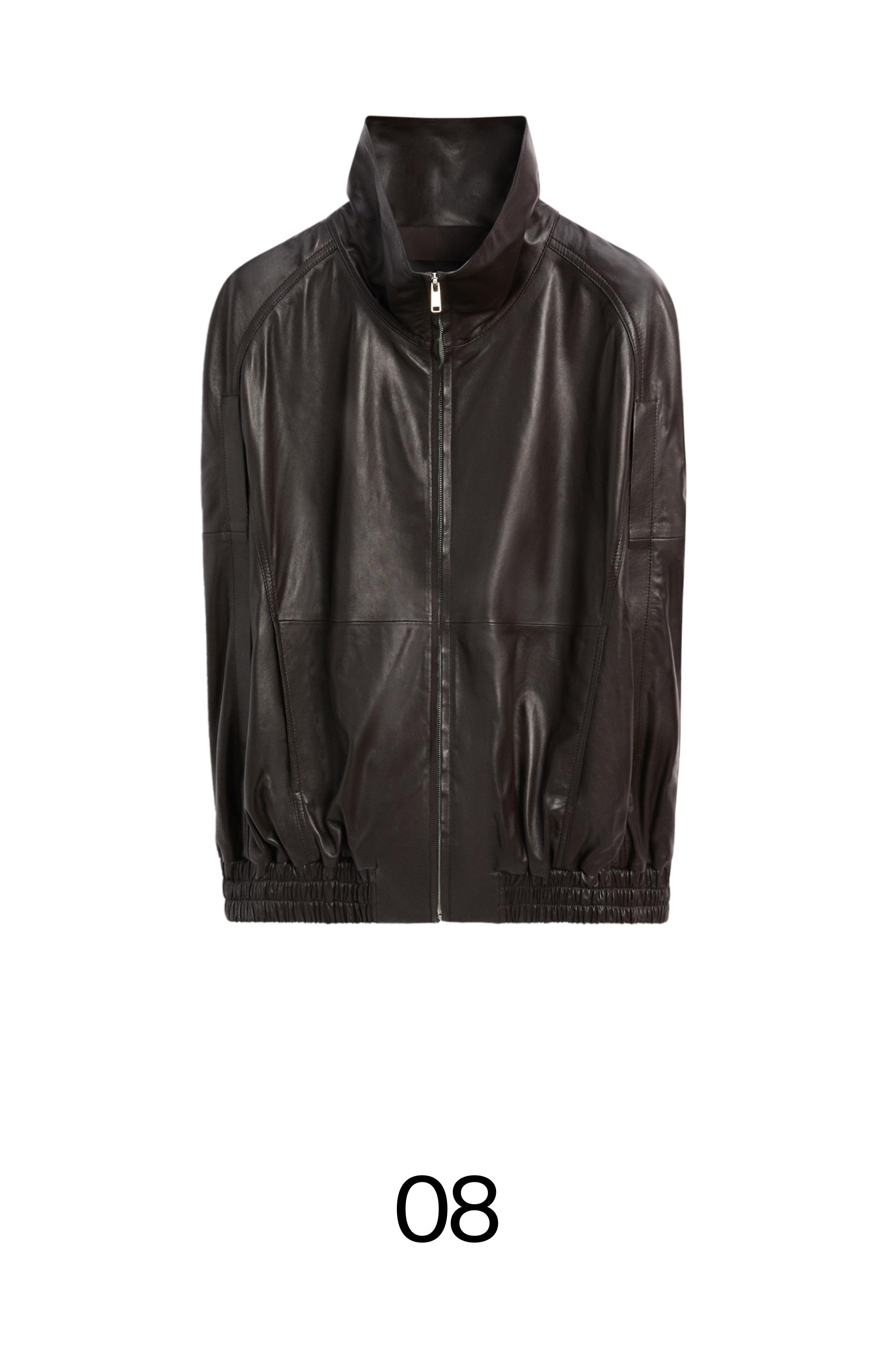 Nappa leather bomber gilet — BROWN
