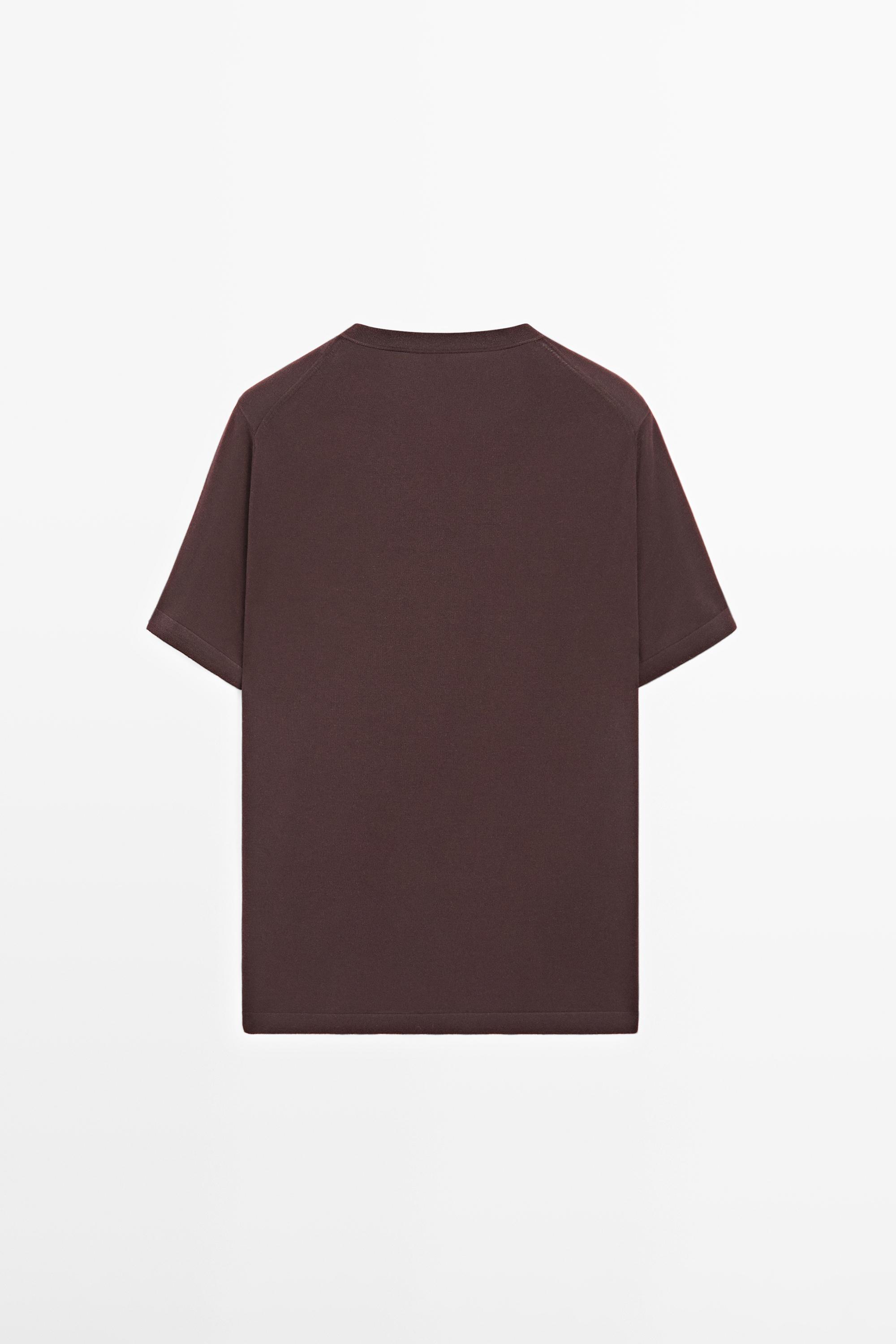 100% cotton short sleeve knit sweater — BURGUNDY