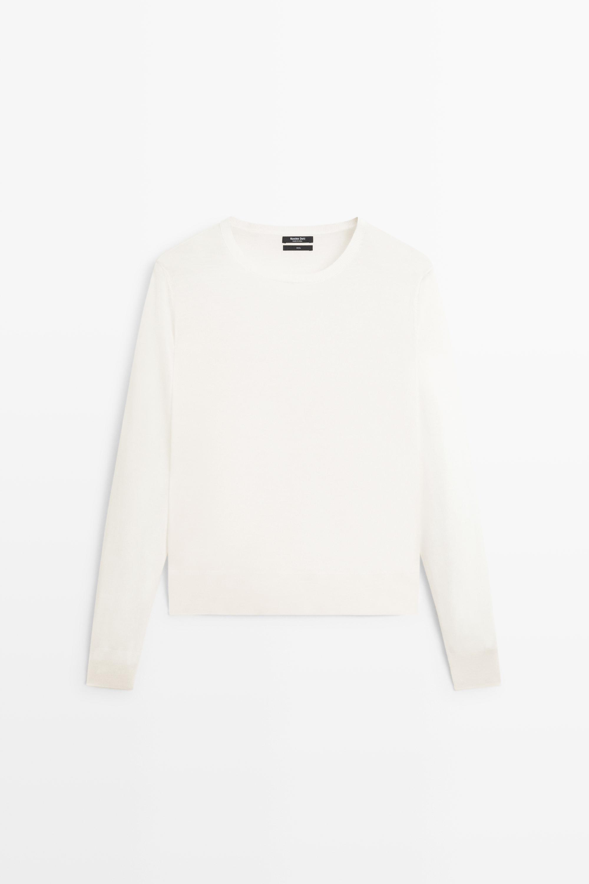 100% wool knit round neck sweater