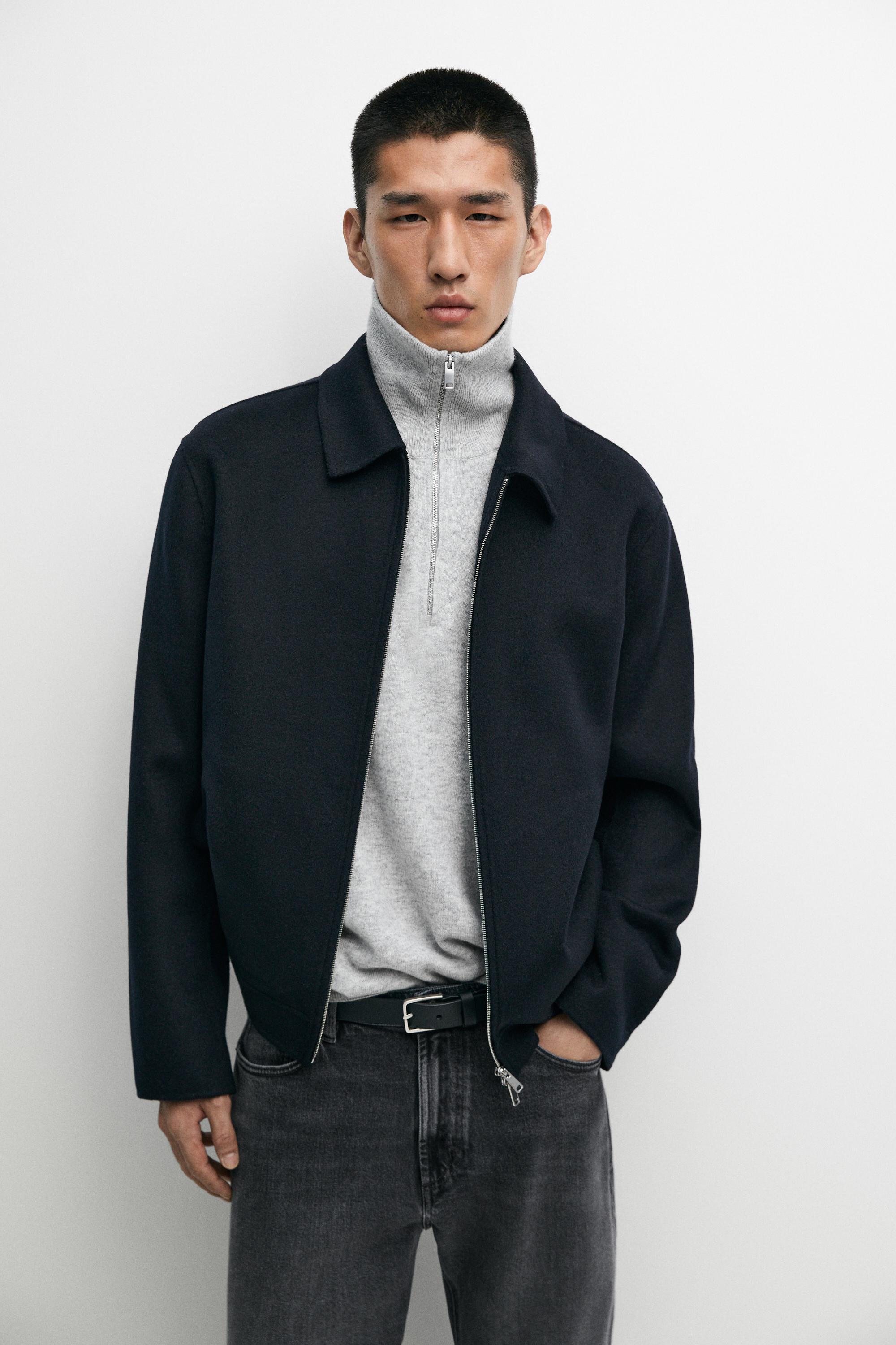 Wool blend double fabric jacket — DEEP BLUE