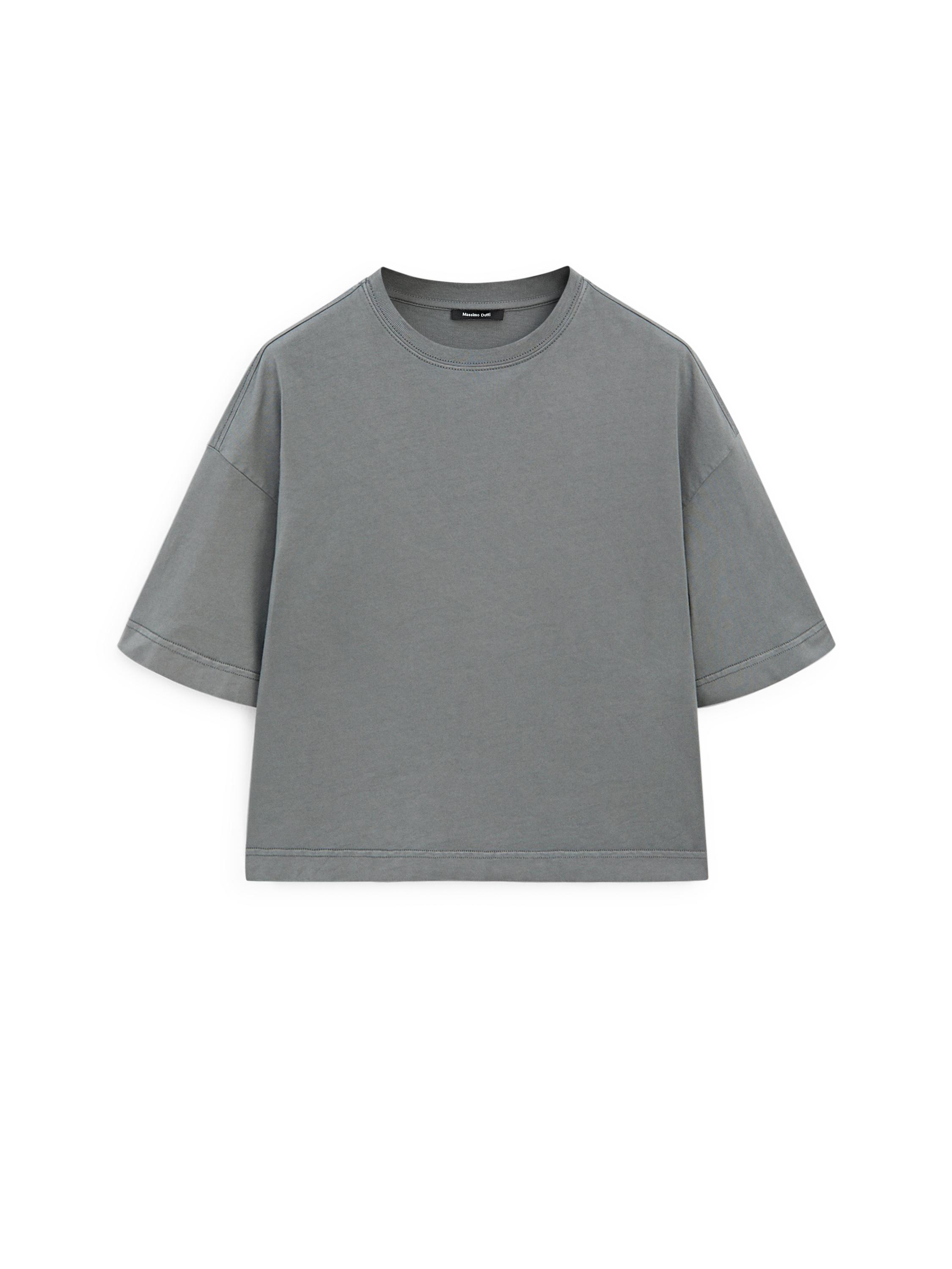 ★Massimo Dutti★ short sleeve crewneck t-shirt 100% cotton short sleeve knit T-shirt · Medium Grey, Grey