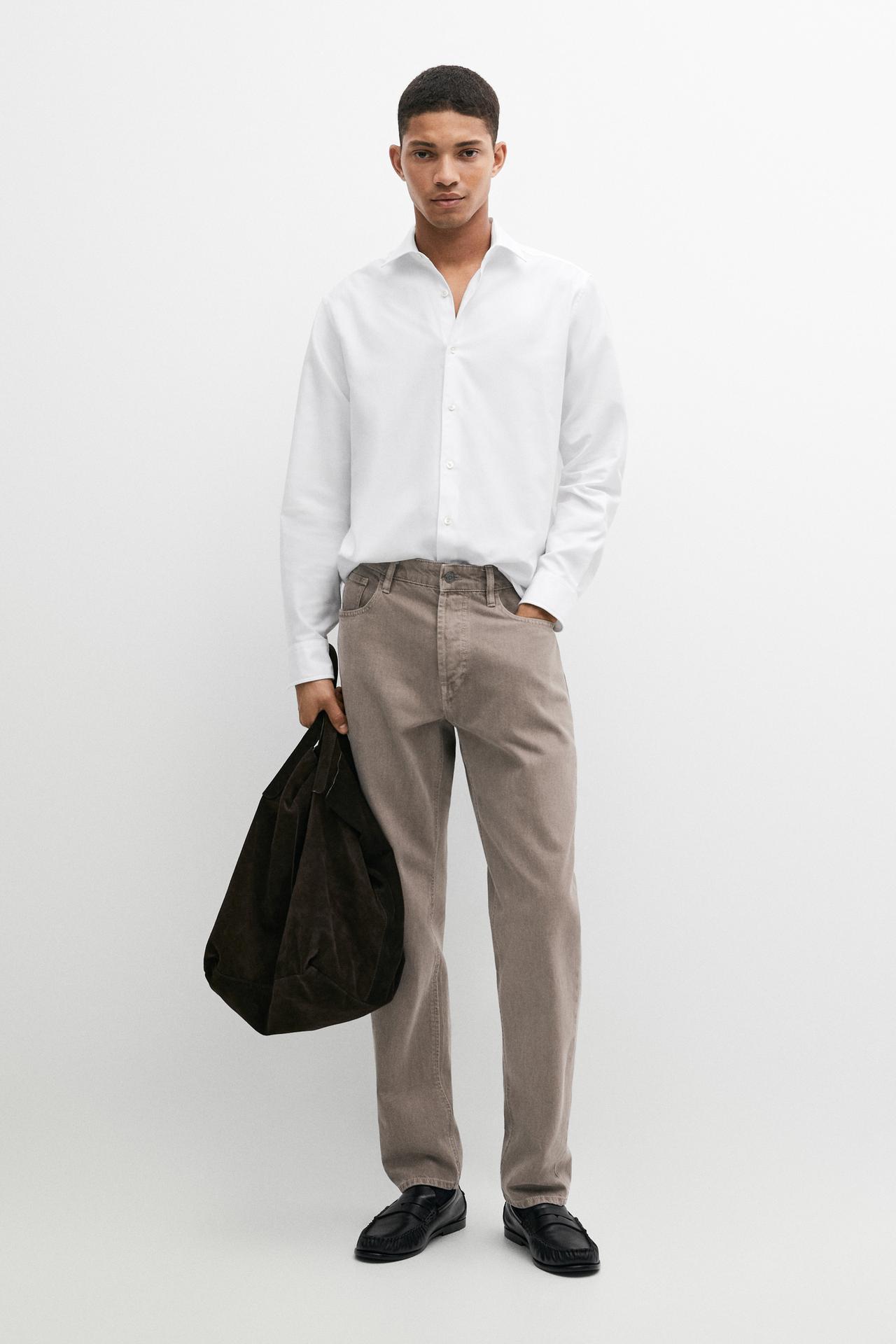 100% cotton twill regular fit shirt — WHITE