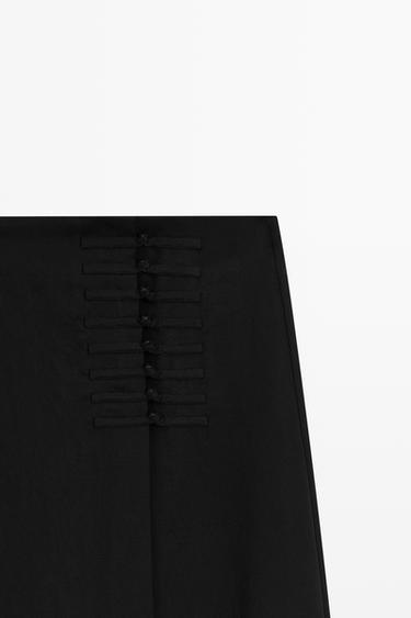 Straight midi skirt with button detail — BLACK 4