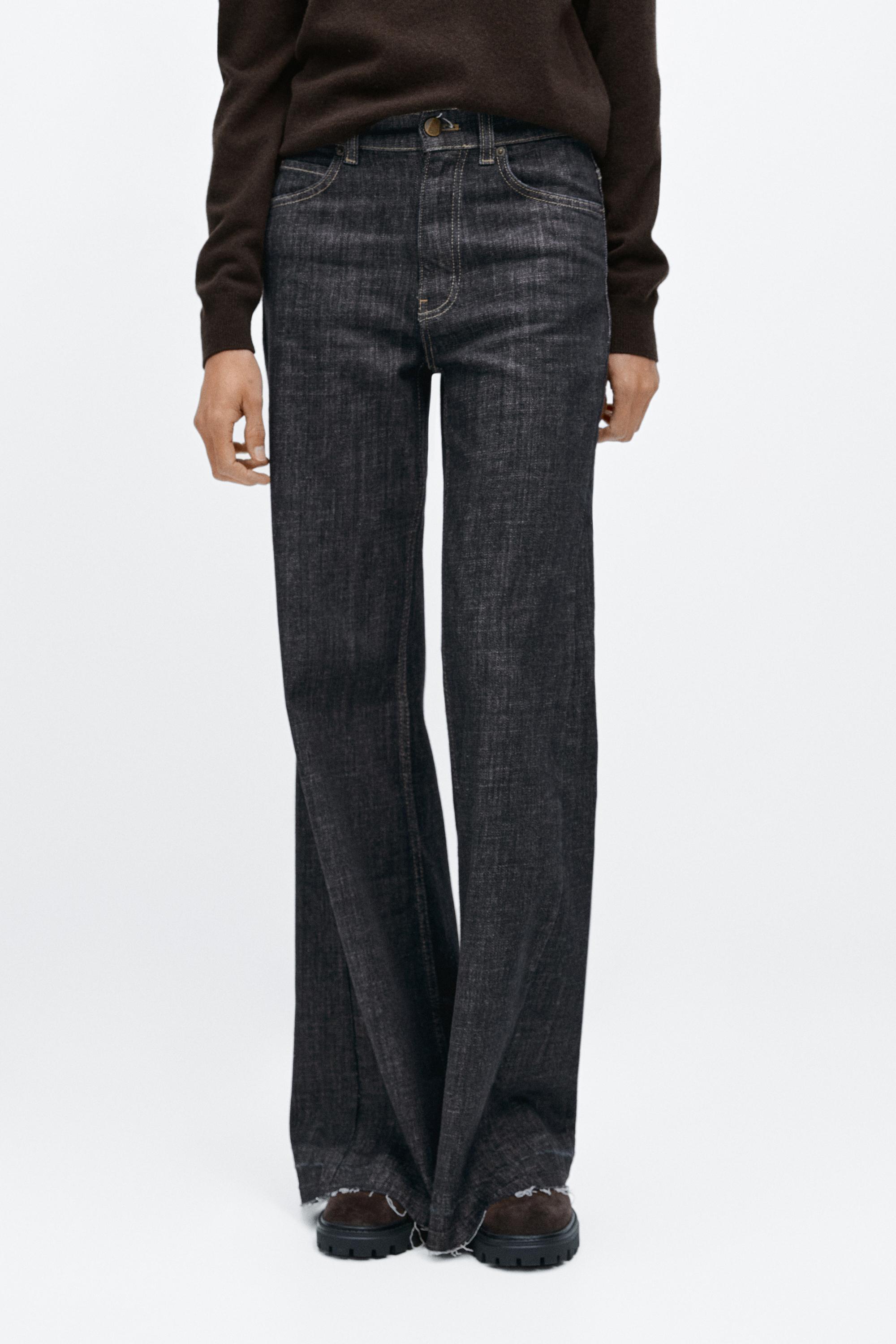 Flared high-waist jeans — DARK BLUE