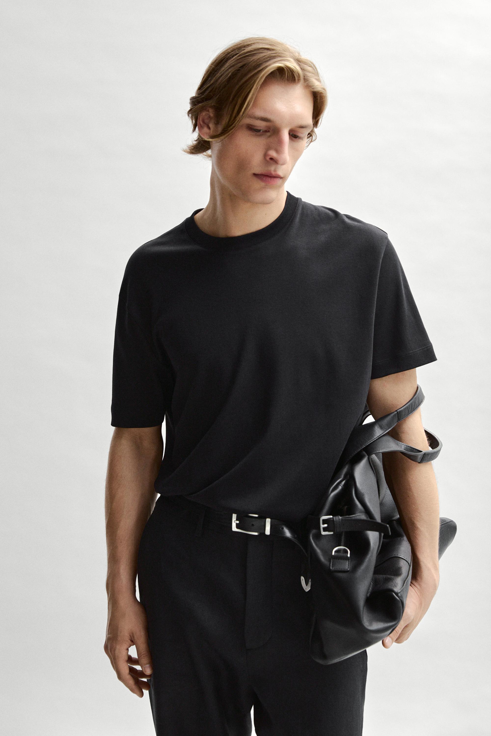 100% cotton short sleeve T-shirt — BLACK