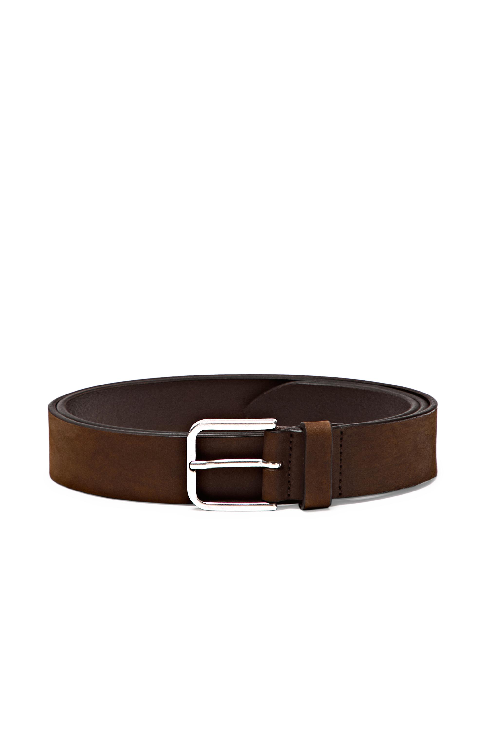 Nubuck leather belt — BROWN