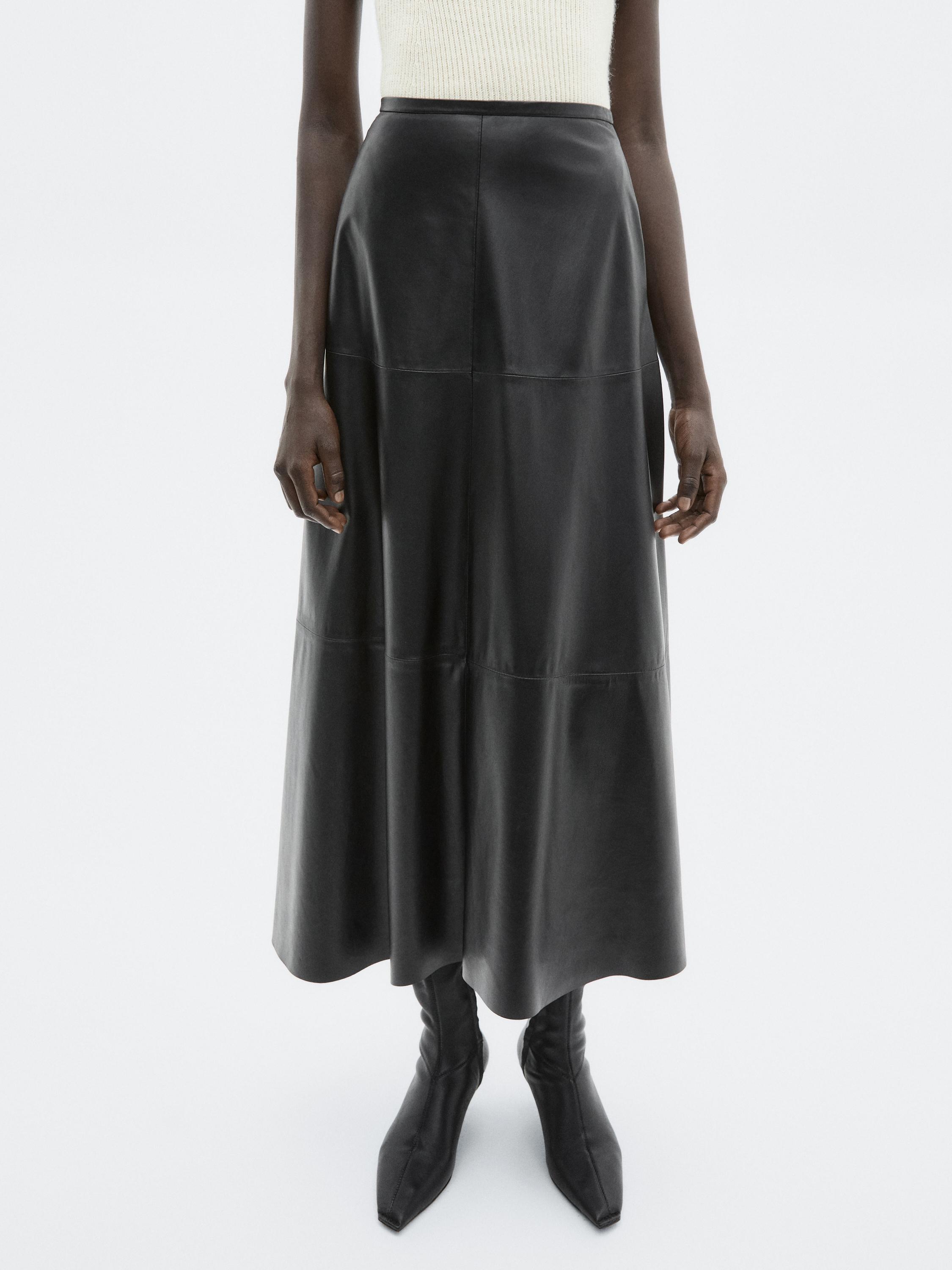 Long flared nappa leather skirt - LIMITED